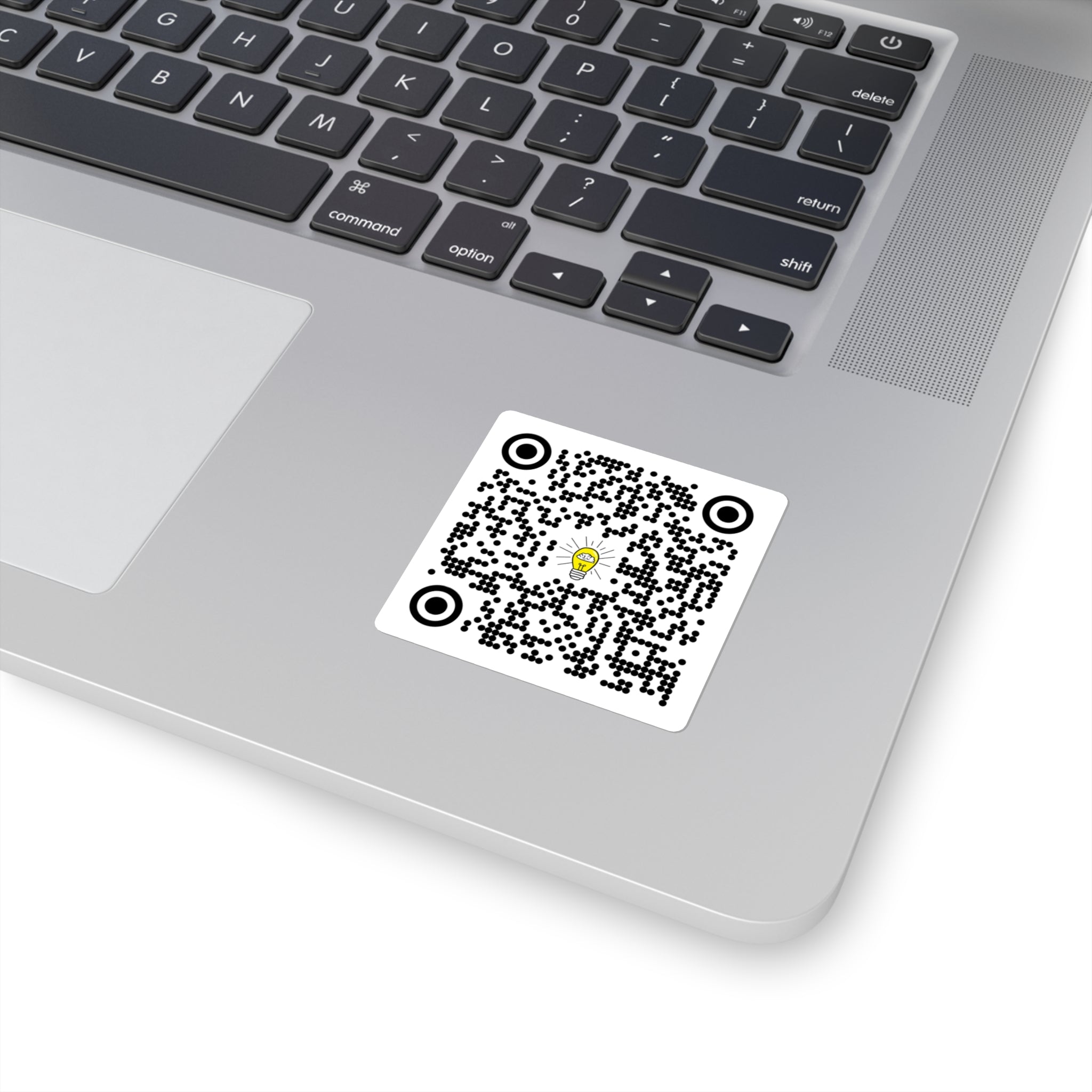 Rethink Everything Networking QR Code Sticker with Lightbulb Logo — Custom Scannable Laptop Decal