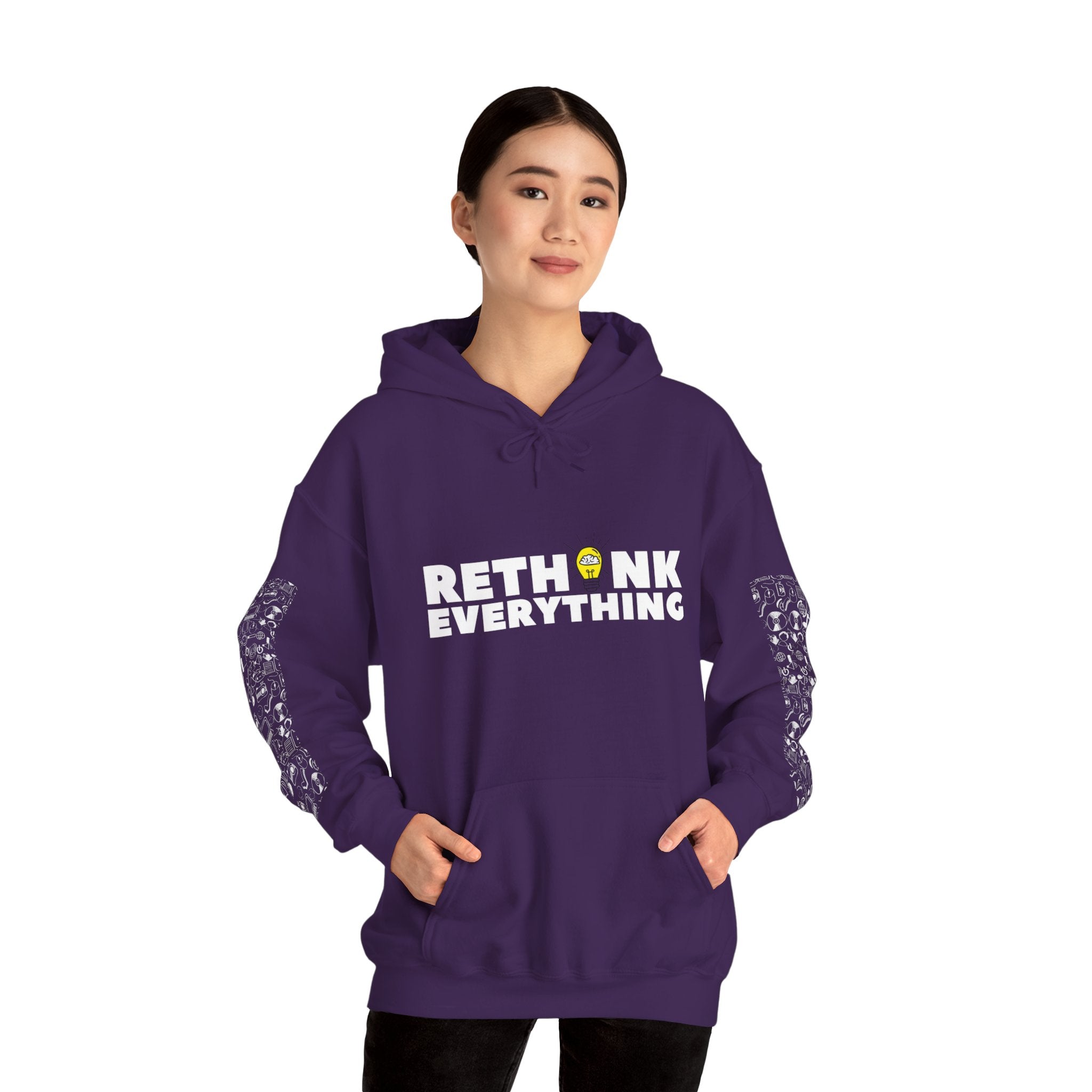Rethink Everything Social Media Hoodie, Unisex Cozy Sweatshirt, Gift for Thought Leaders, Inspirational Fashion, Casual Wear, Unique Graphic Pullover