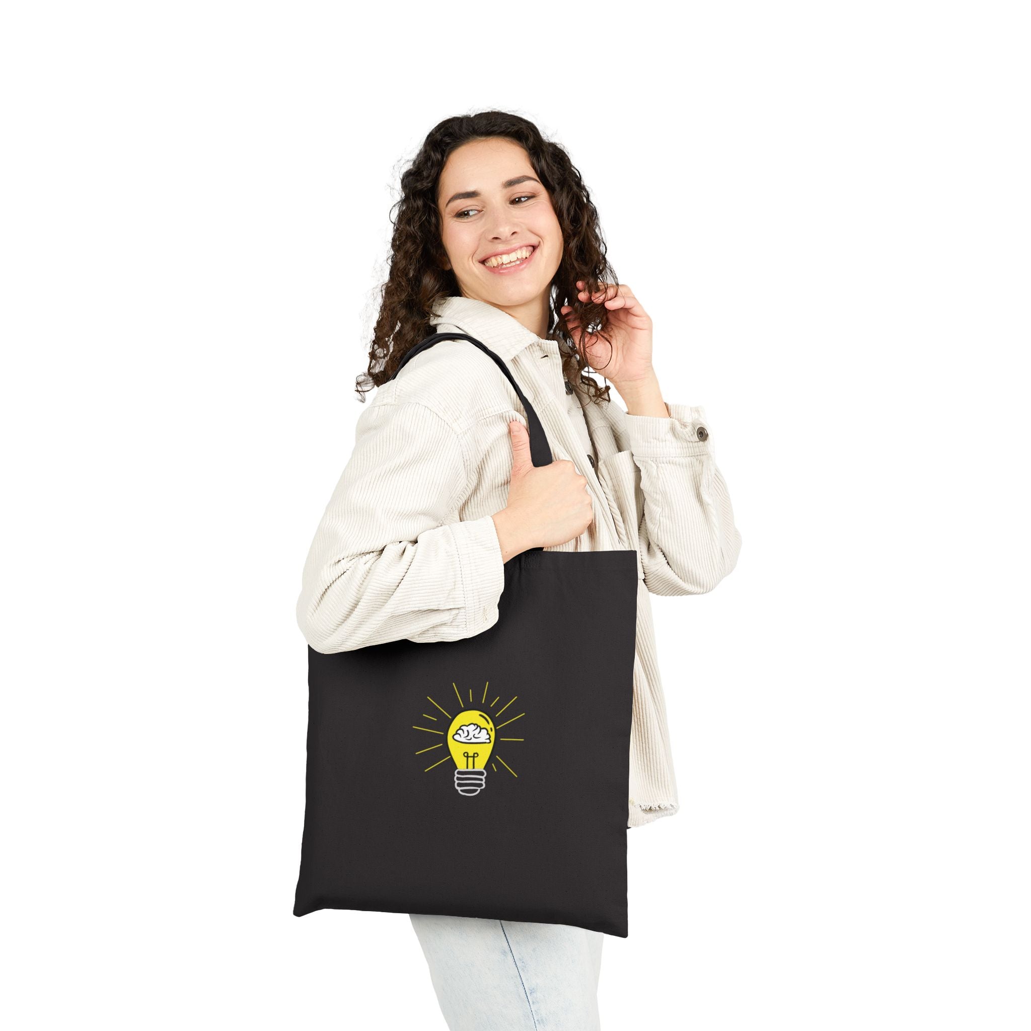 Tote Bag — Rethink Everything Yellow Lightbulb Idea Graphic Cotton Canvas Tote
