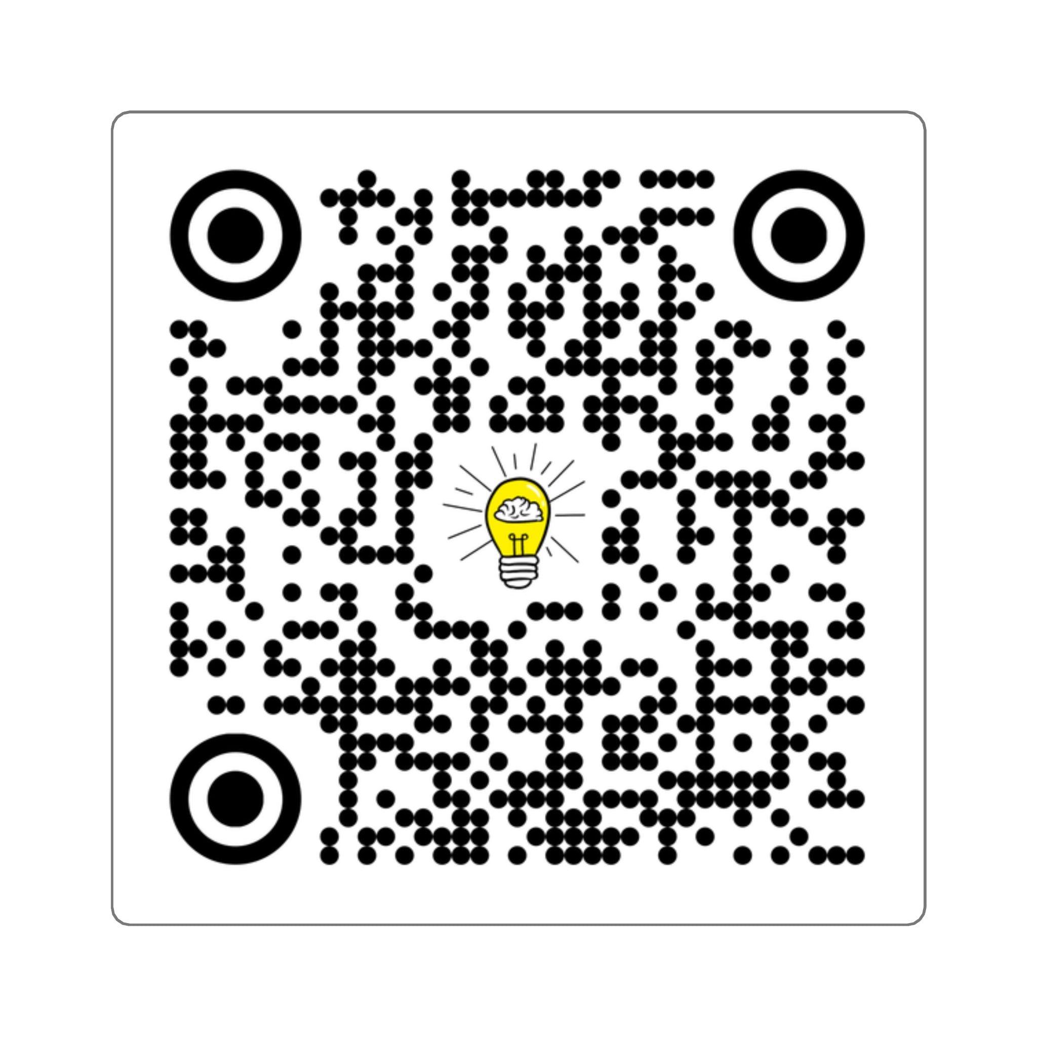 Rethink Everything Power of Video QR Code Sticker with Lightbulb Logo — Custom Scannable Laptop Decal