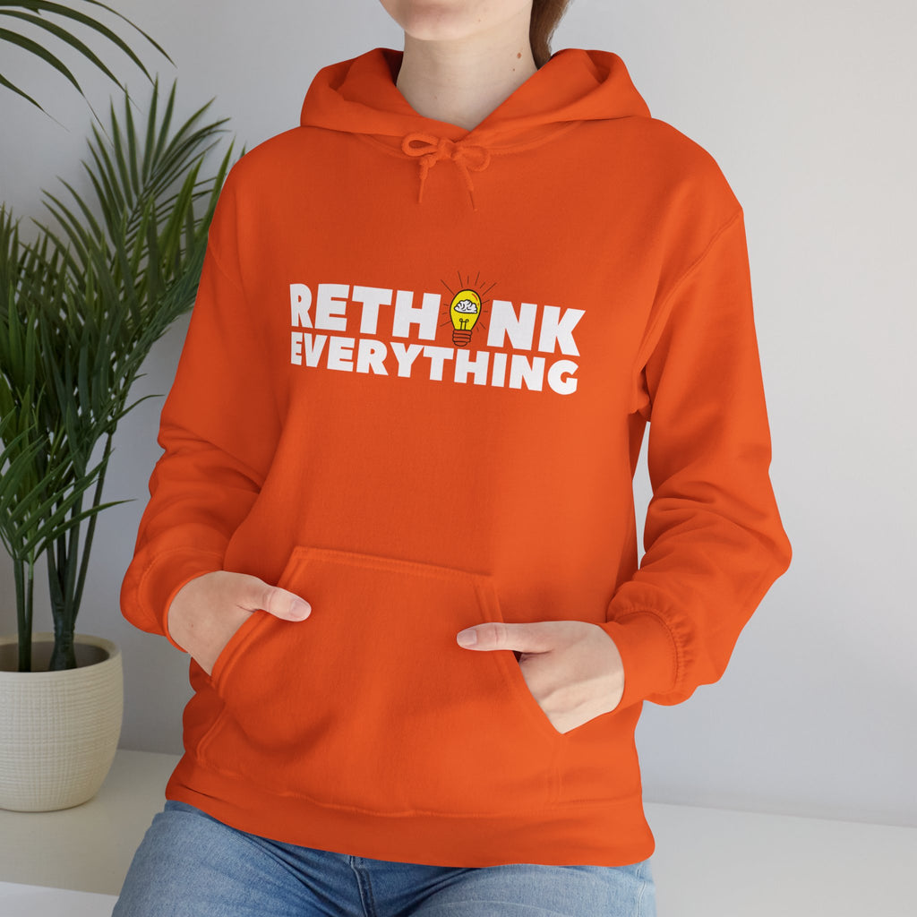 Rethink Everything Real Estate Hoodie, Unisex Cozy Sweatshirt, Gift for Thought Leaders, Inspirational Fashion, Casual Wear, Unique Graphic Pullover