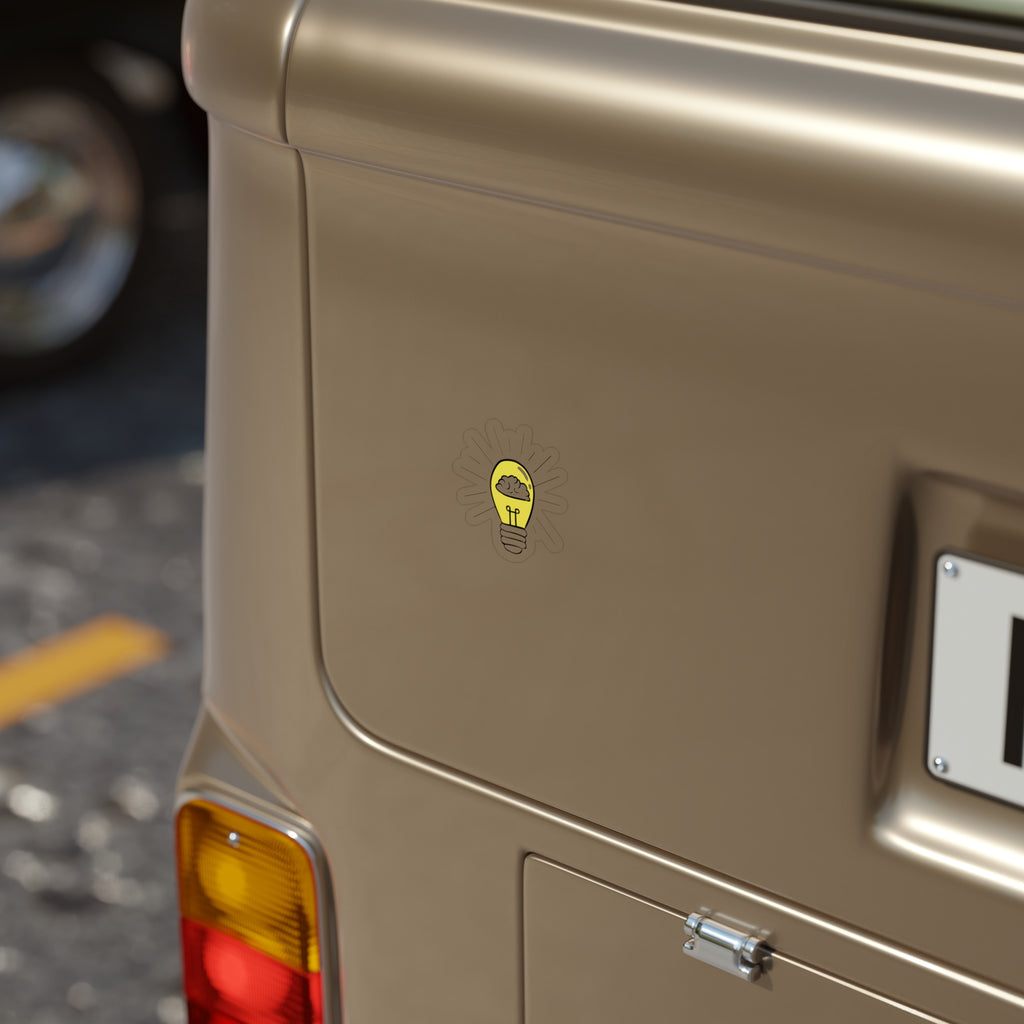 Rethink Everything LOGO Die-Cut Outdoor Sticker — Transparent Waterproof Sticker with Lightbulb Design