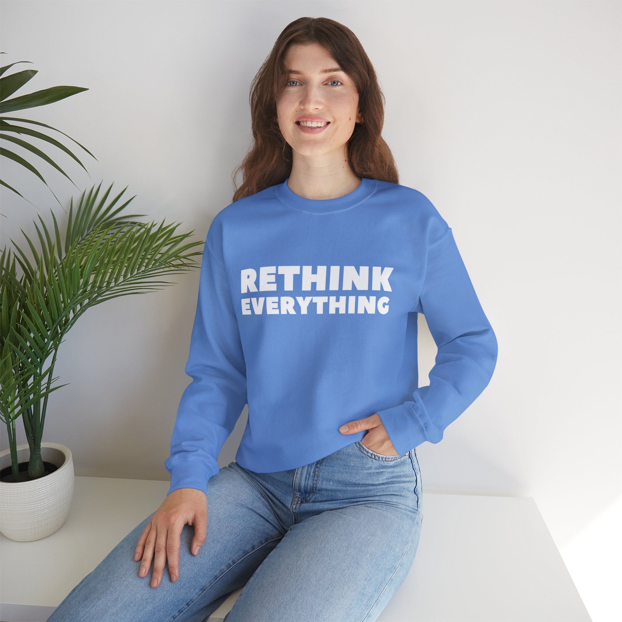 Rethink Everything Power of Video Crewneck Sweatshirt – Unisex Inspirational Graphic Pullover