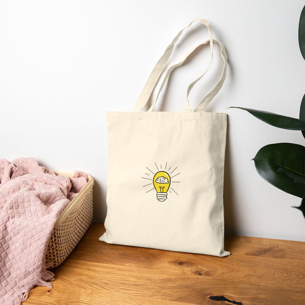 Tote Bag — Rethink Everything Yellow Lightbulb Idea Graphic Cotton Canvas Tote
