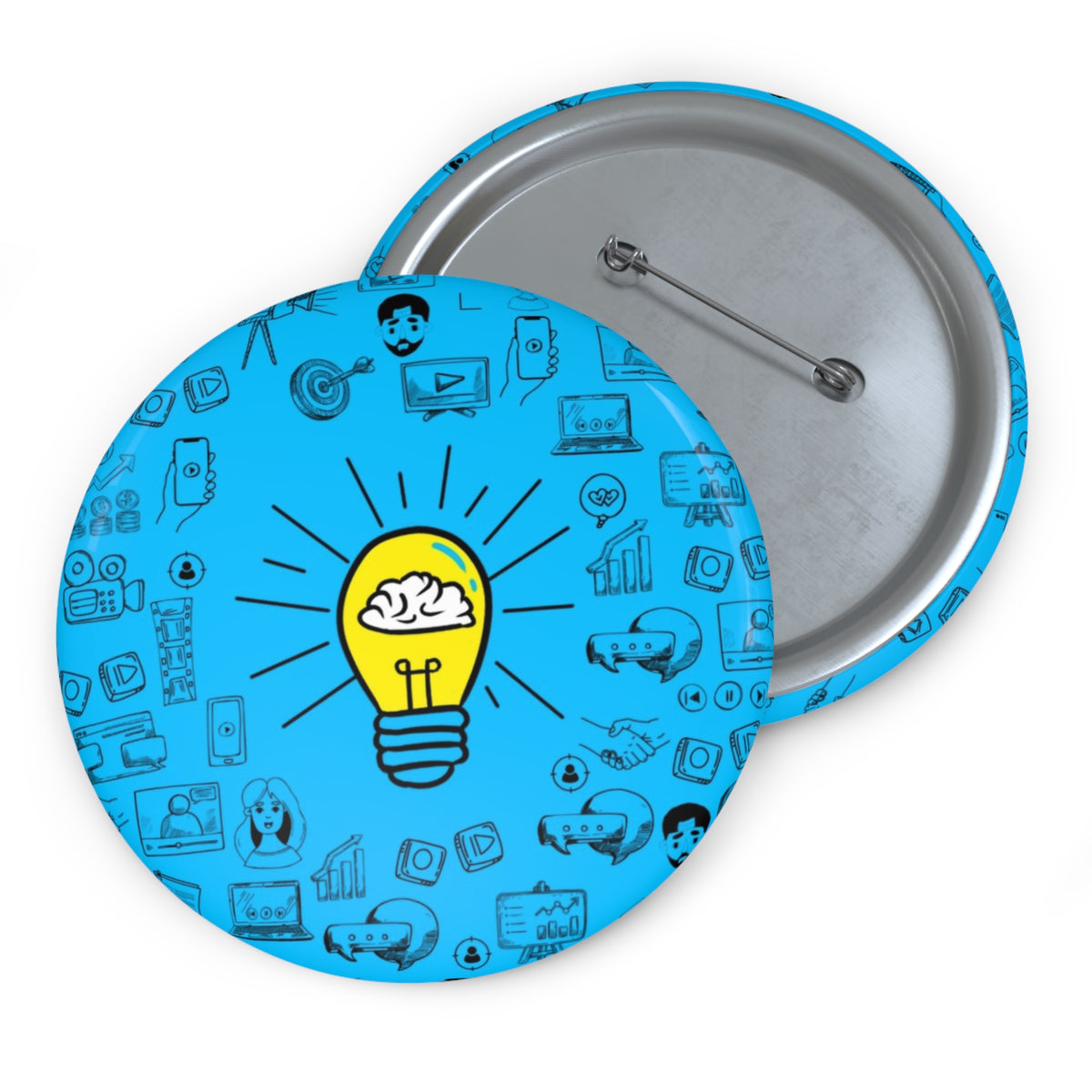 Rethink Everything Power of Video Classic Design Pin Button — Custom Round Badge for Teachers, Students & Creatives