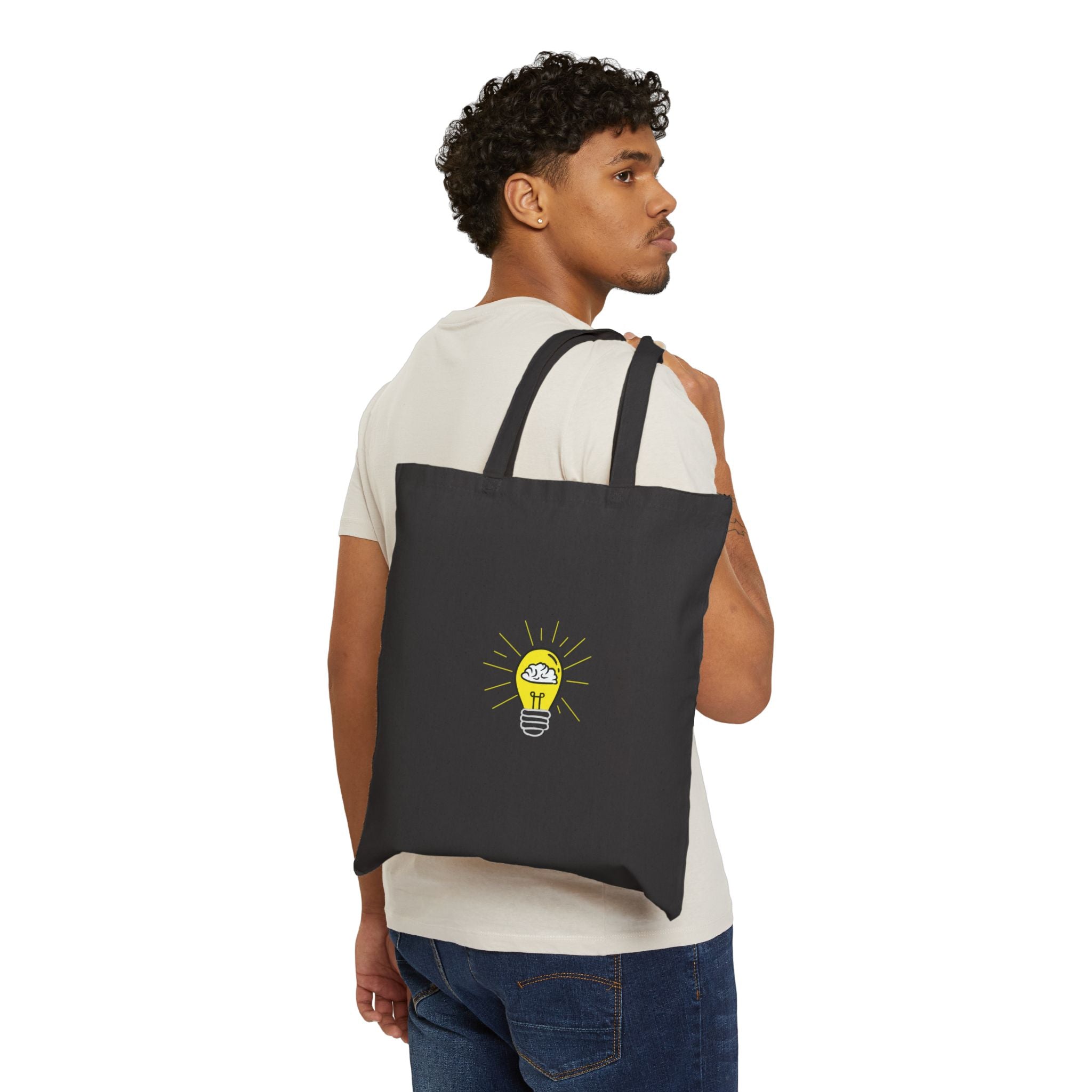 Tote Bag — Rethink Everything Yellow Lightbulb Idea Graphic Cotton Canvas Tote
