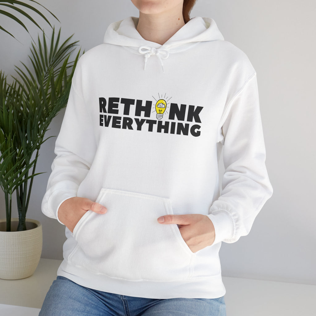 Rethink Everything Financial literacy Hoodie, Unisex Cozy Sweatshirt, Gift for Thought Leaders, Inspirational Fashion, Casual Wear, Unique Graphic Pullover