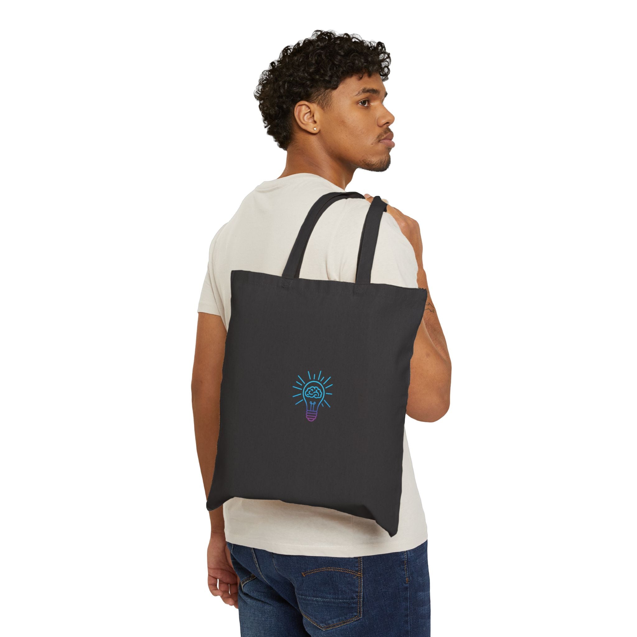 Tote Bag — Rethink Everything Buying a Home Hacks Blue Lightbulb Idea Graphic Cotton Canvas Tote