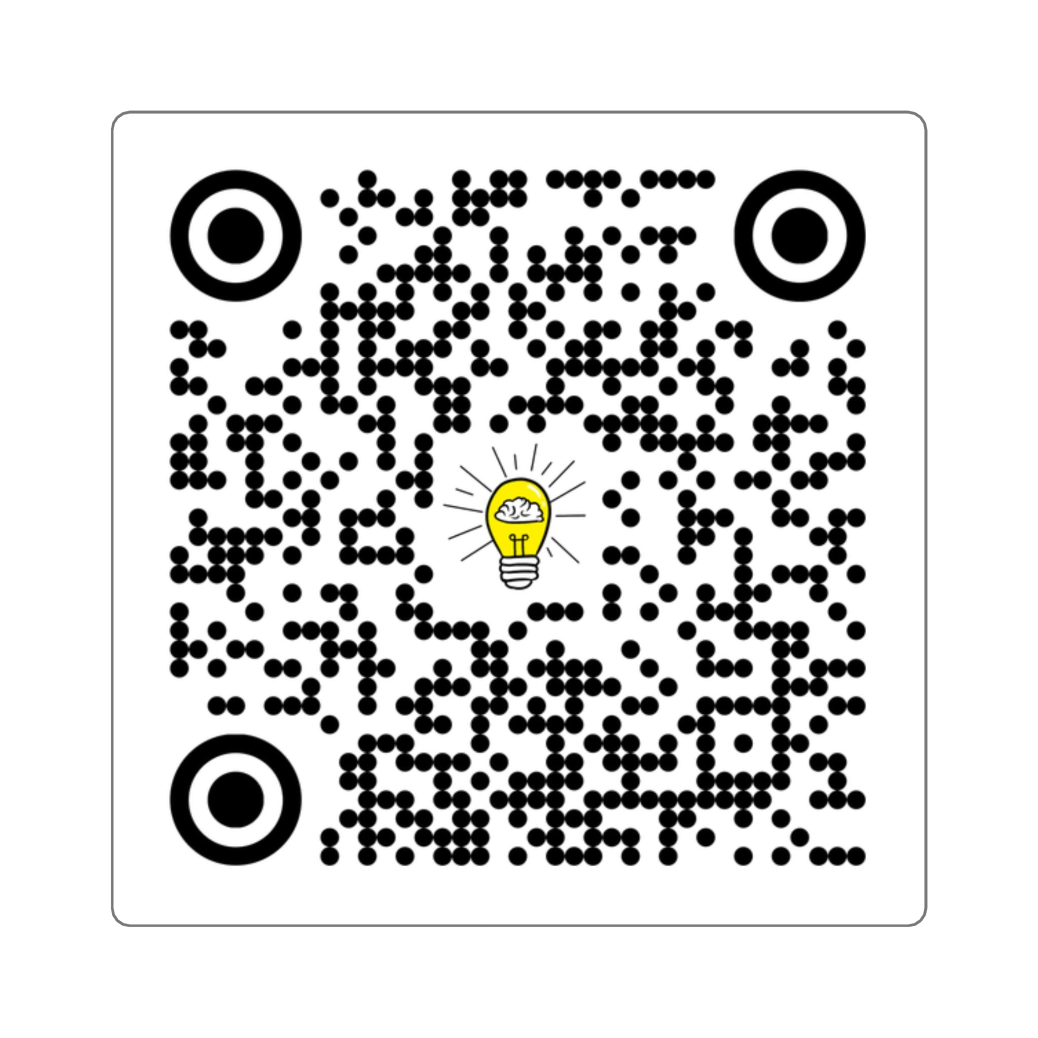 Rethink Everything Business Planning QR Code Sticker with Lightbulb Logo — Custom Scannable Laptop Decal