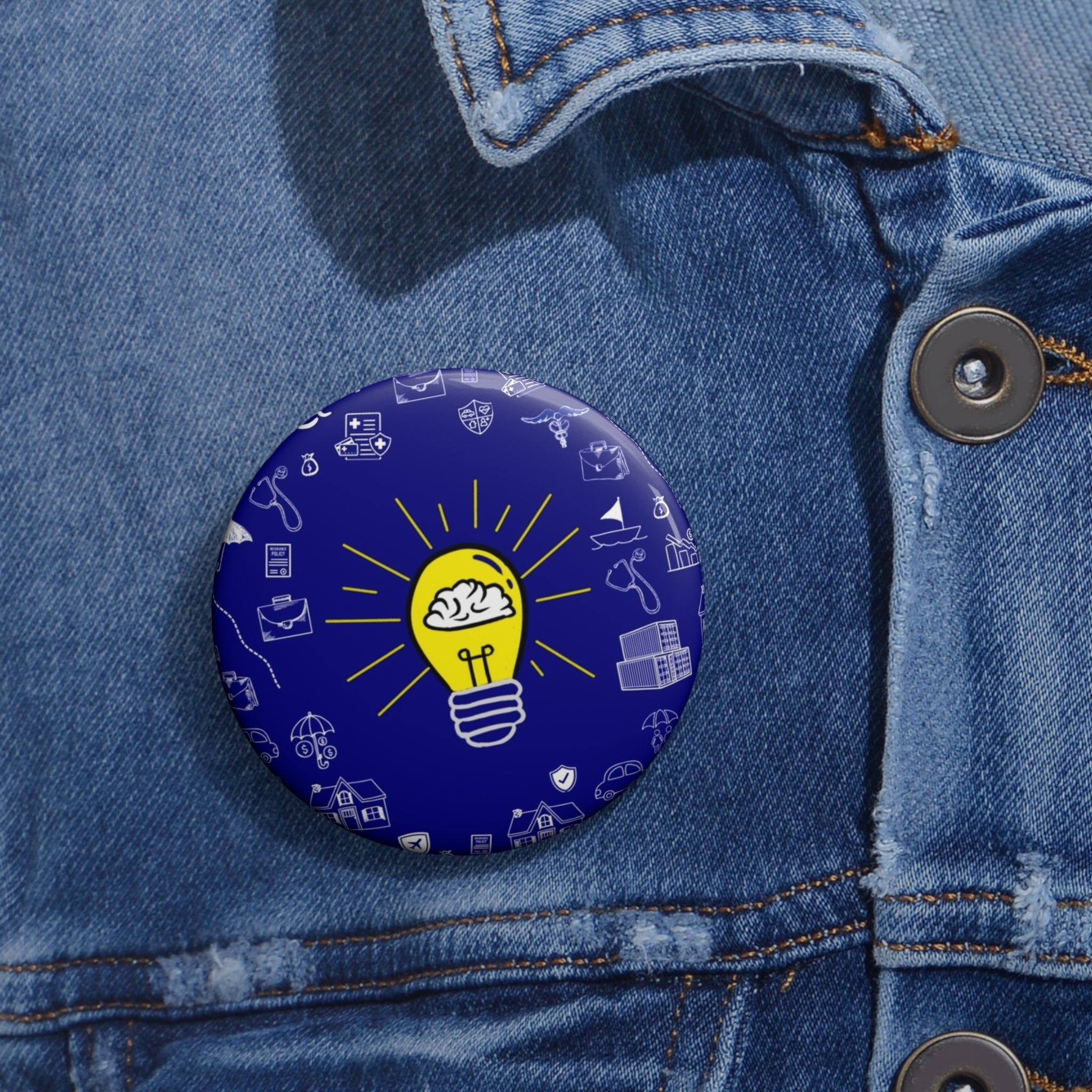 Rethink Everything Insurance Agencies Classic Design Pin Button — Custom Round Badge for Teachers, Students & Creatives