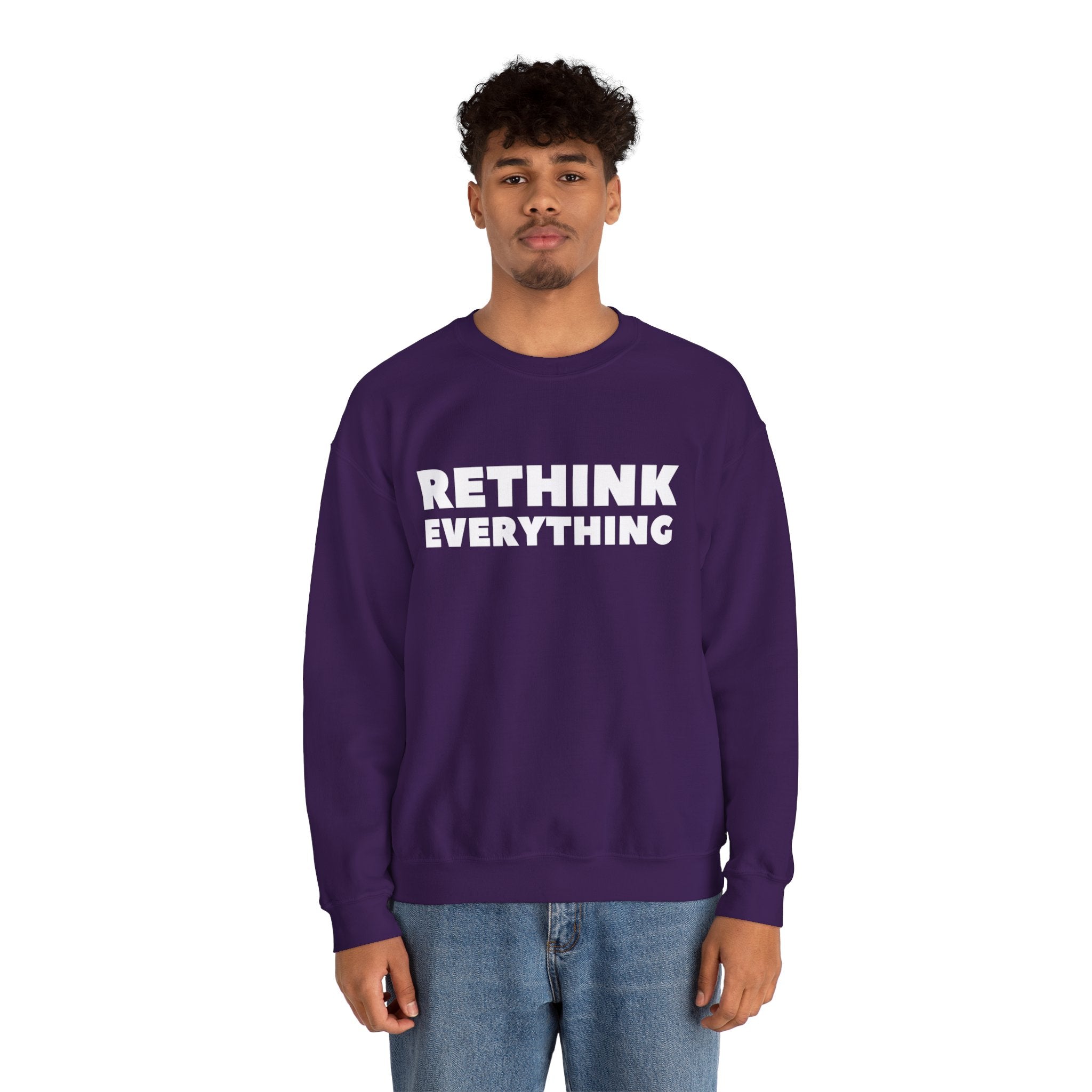 Rethink Everything Social Media Crewneck Sweatshirt – Unisex Inspirational Graphic Pullover
