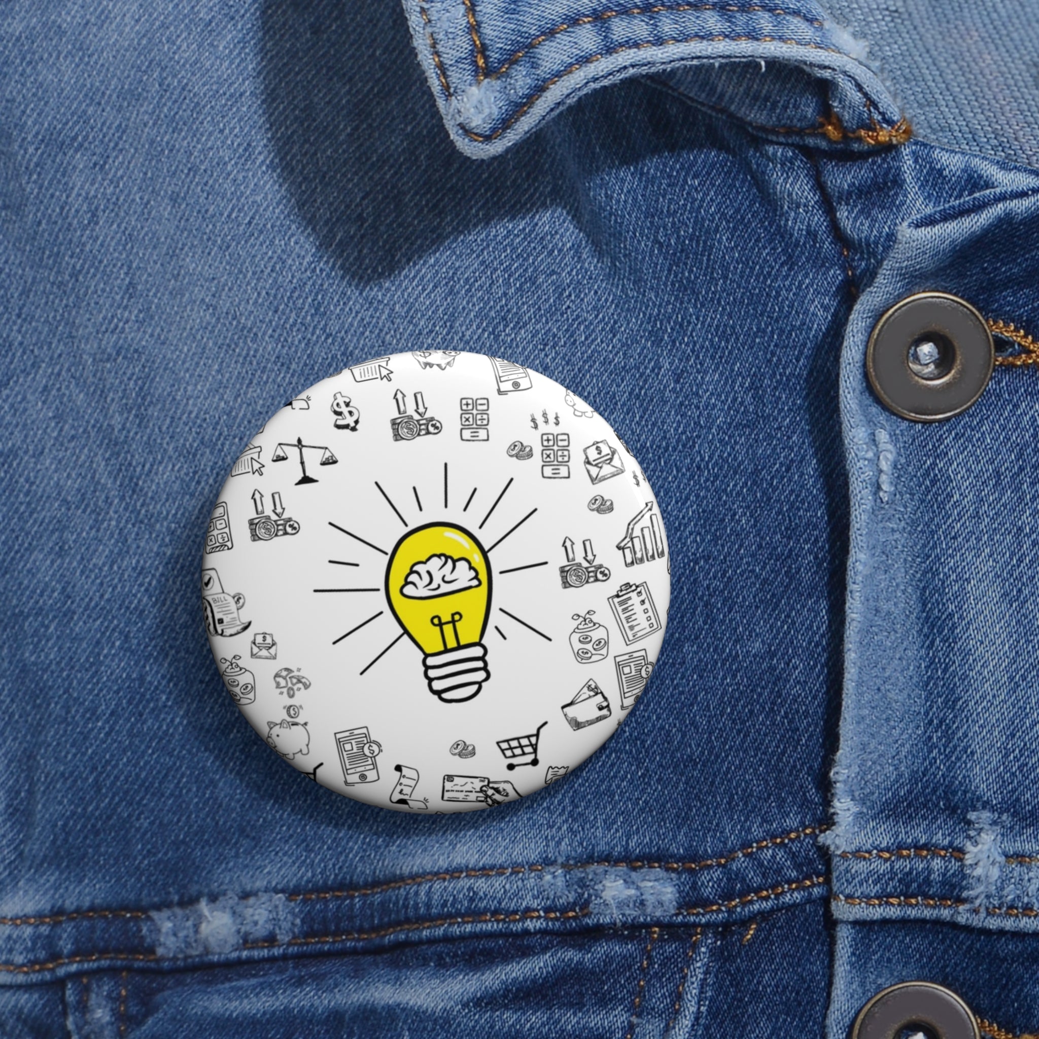 Rethink Everything Financial literacy Classic Design Pin Button — Custom Round Badge for Teachers, Students & Creatives