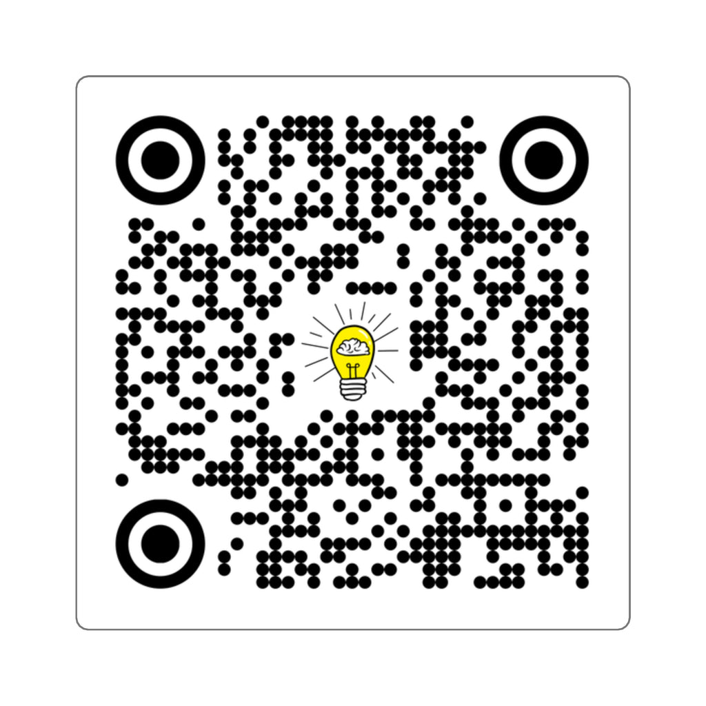 Rethink Everything Social Media QR Code Sticker with Lightbulb Logo — Custom Scannable Laptop Decal