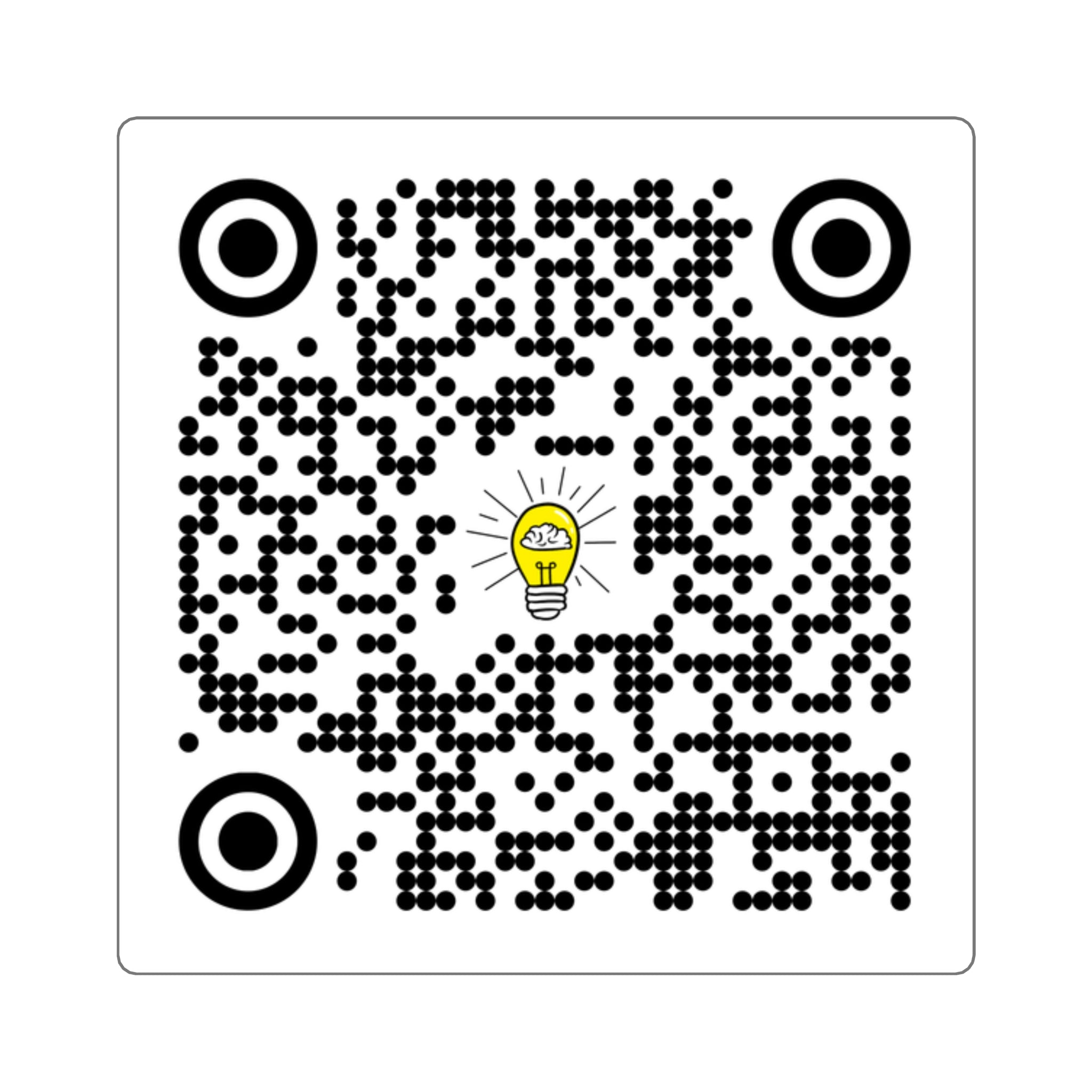 Rethink Everything Social Media QR Code Sticker with Lightbulb Logo — Custom Scannable Laptop Decal