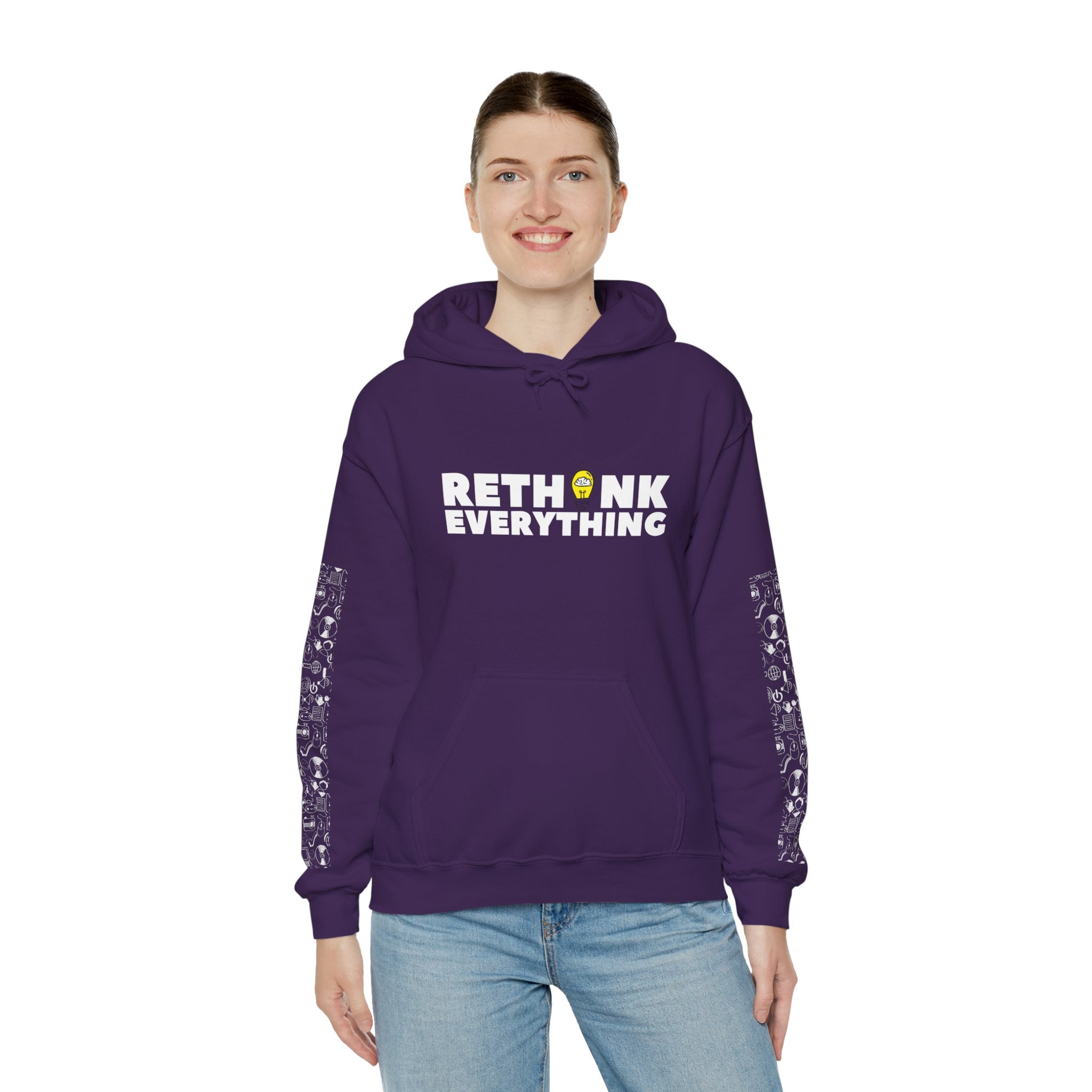 Rethink Everything Social Media Hoodie, Unisex Cozy Sweatshirt, Gift for Thought Leaders, Inspirational Fashion, Casual Wear, Unique Graphic Pullover
