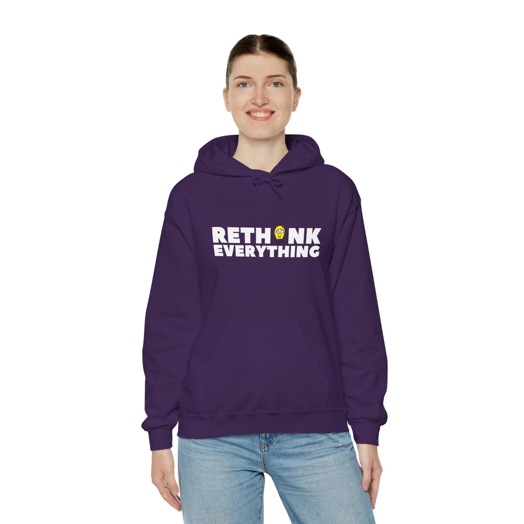 Rethink Everything Social Media Hoodie, Unisex Cozy Sweatshirt, Gift for Thought Leaders, Inspirational Fashion, Casual Wear, Unique Graphic Pullover