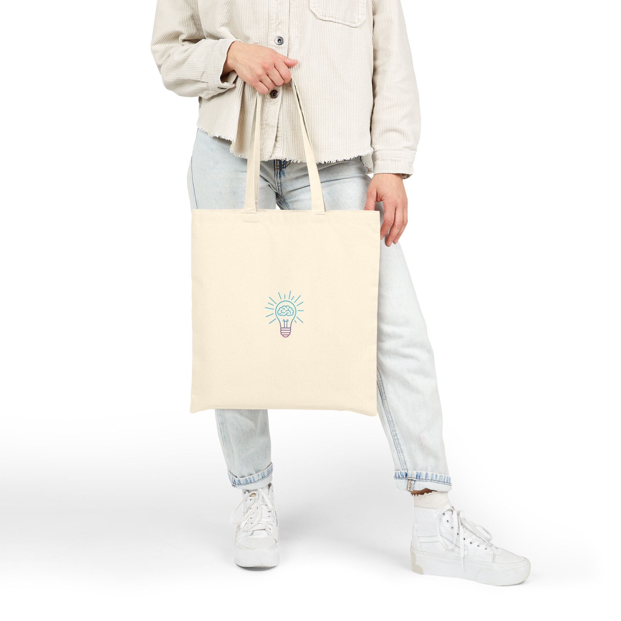 Tote Bag — Rethink Everything Buying a Home Hacks Blue Lightbulb Idea Graphic Cotton Canvas Tote