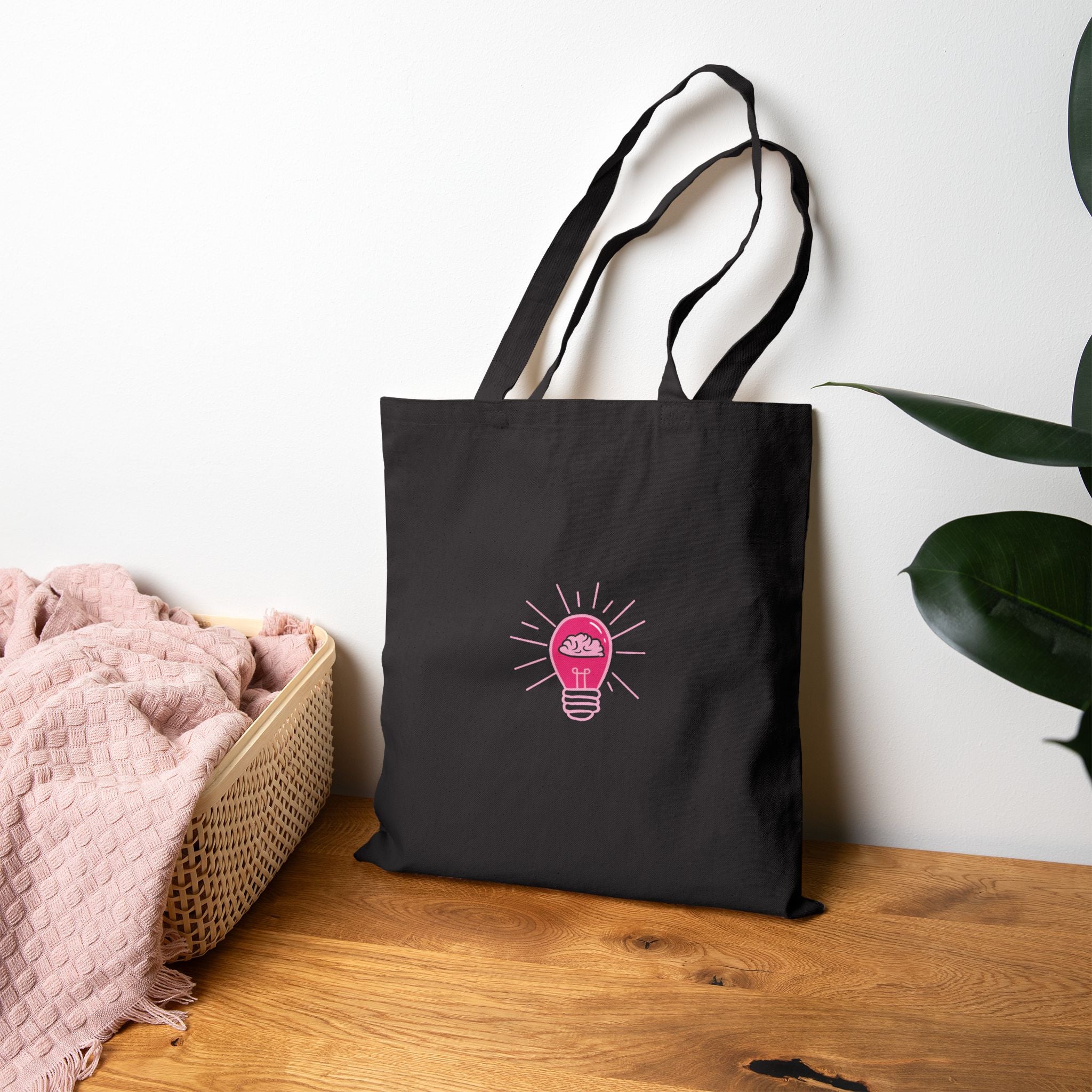 Tote Bag — Rethink Everything Networking Pink Lightbulb Idea Graphic Cotton Canvas Tote