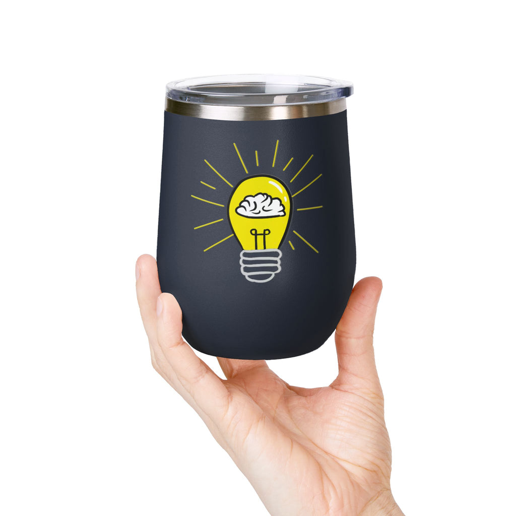 Rethink Everything Prospecting Design Wine Tumbler— Lightbulb Brain Design, Insulated Stainless Steel Wine Cup