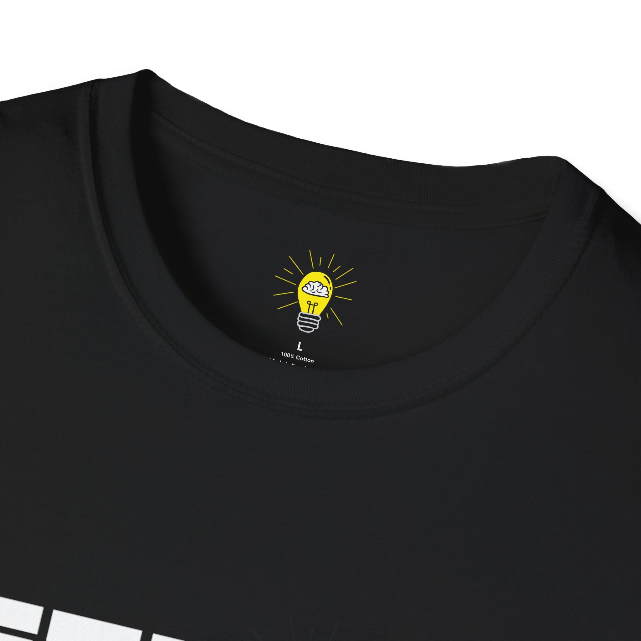 Rethink Everything T-Shirt — Bold White Text with Lightbulb Graphic