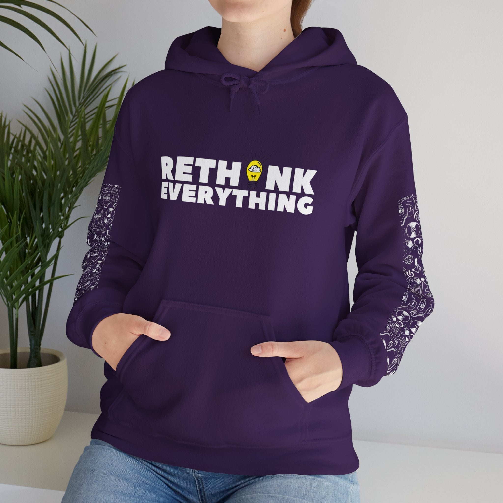 Rethink Everything Social Media Hoodie, Unisex Cozy Sweatshirt, Gift for Thought Leaders, Inspirational Fashion, Casual Wear, Unique Graphic Pullover