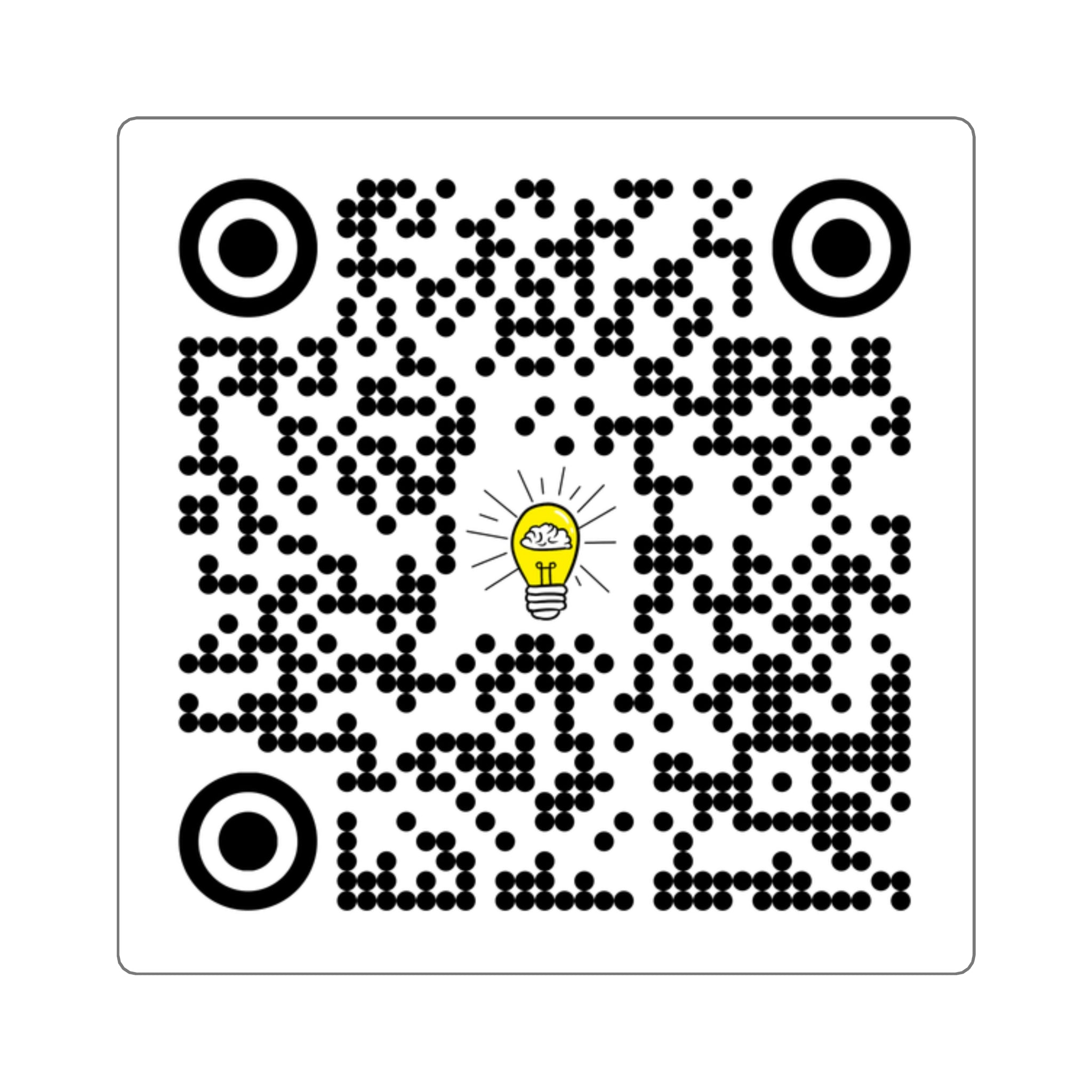 Rethink Everything Financial Literacy QR Code Sticker with Lightbulb Logo — Custom Scannable Laptop Decal