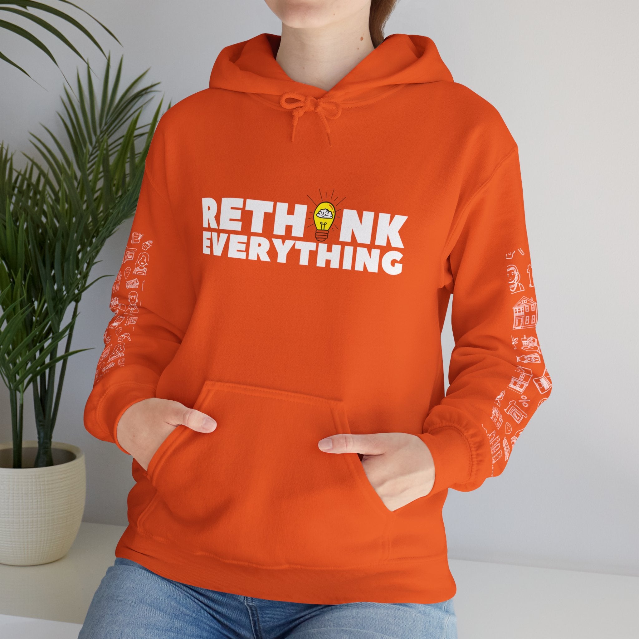 Rethink Everything Real Estate Hoodie, Unisex Cozy Sweatshirt, Gift for Thought Leaders, Inspirational Fashion, Casual Wear, Unique Graphic Pullover