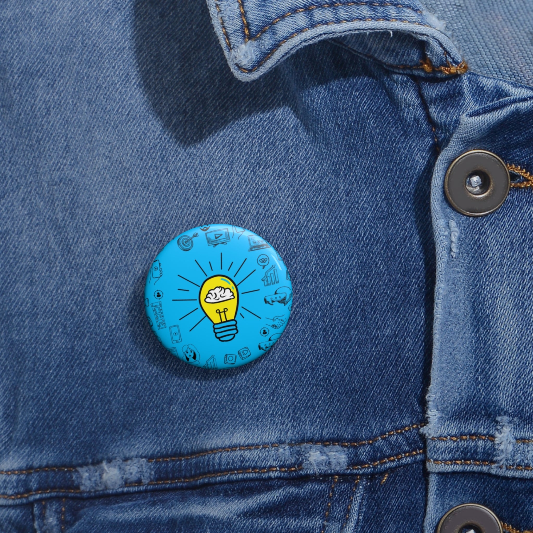 Rethink Everything Power of Video Classic Design Pin Button — Custom Round Badge for Teachers, Students & Creatives