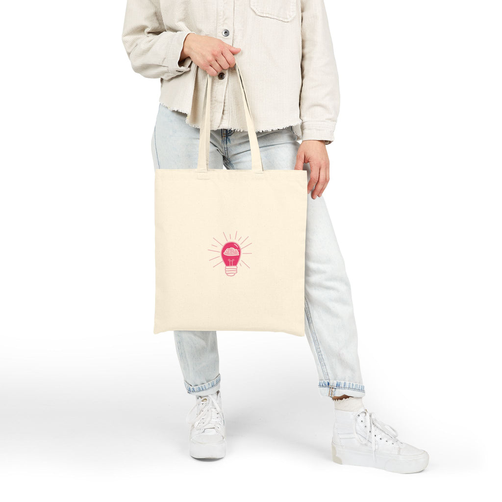 Tote Bag — Rethink Everything Networking Pink Lightbulb Idea Graphic Cotton Canvas Tote