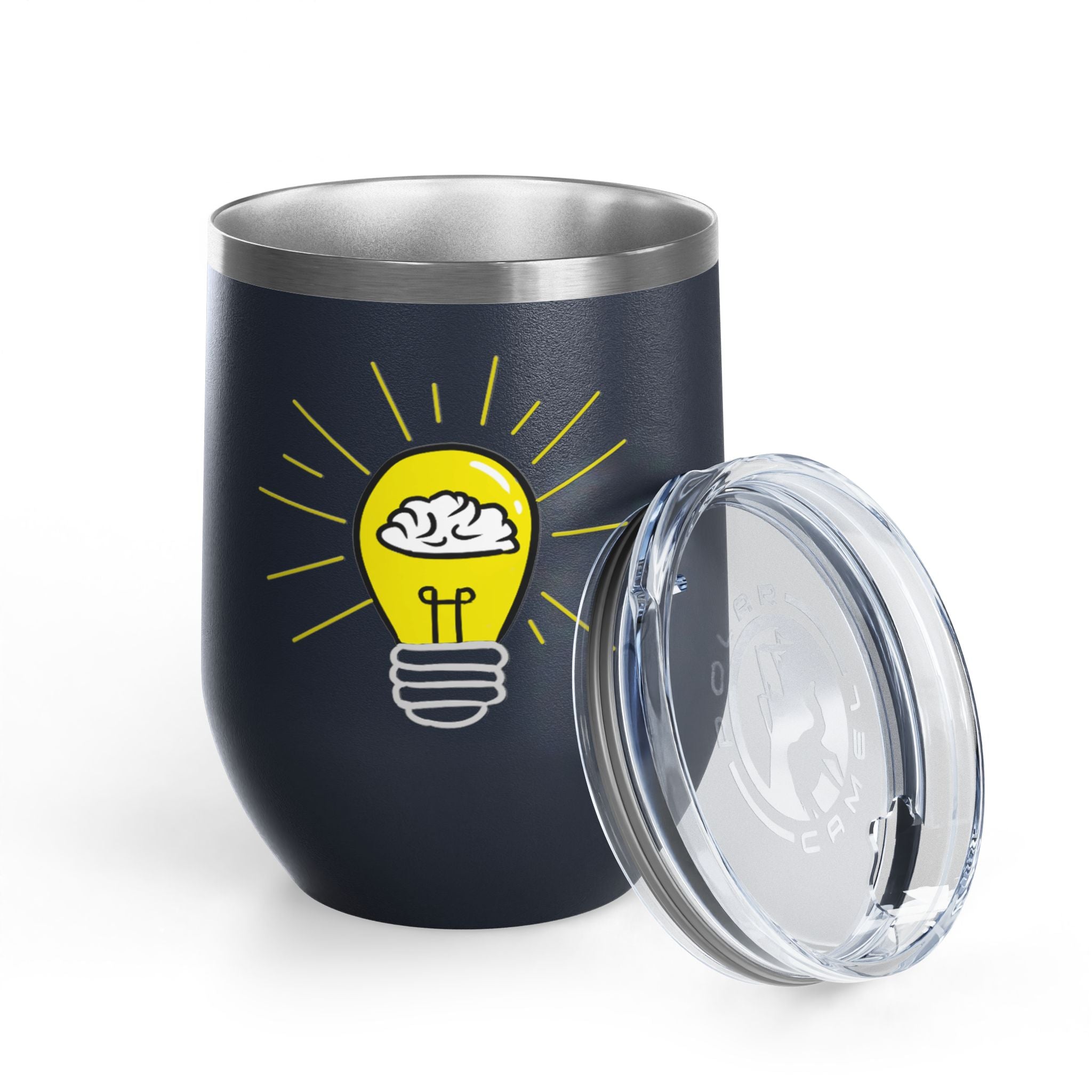 Rethink Everything Prospecting Design Wine Tumbler— Lightbulb Brain Design, Insulated Stainless Steel Wine Cup