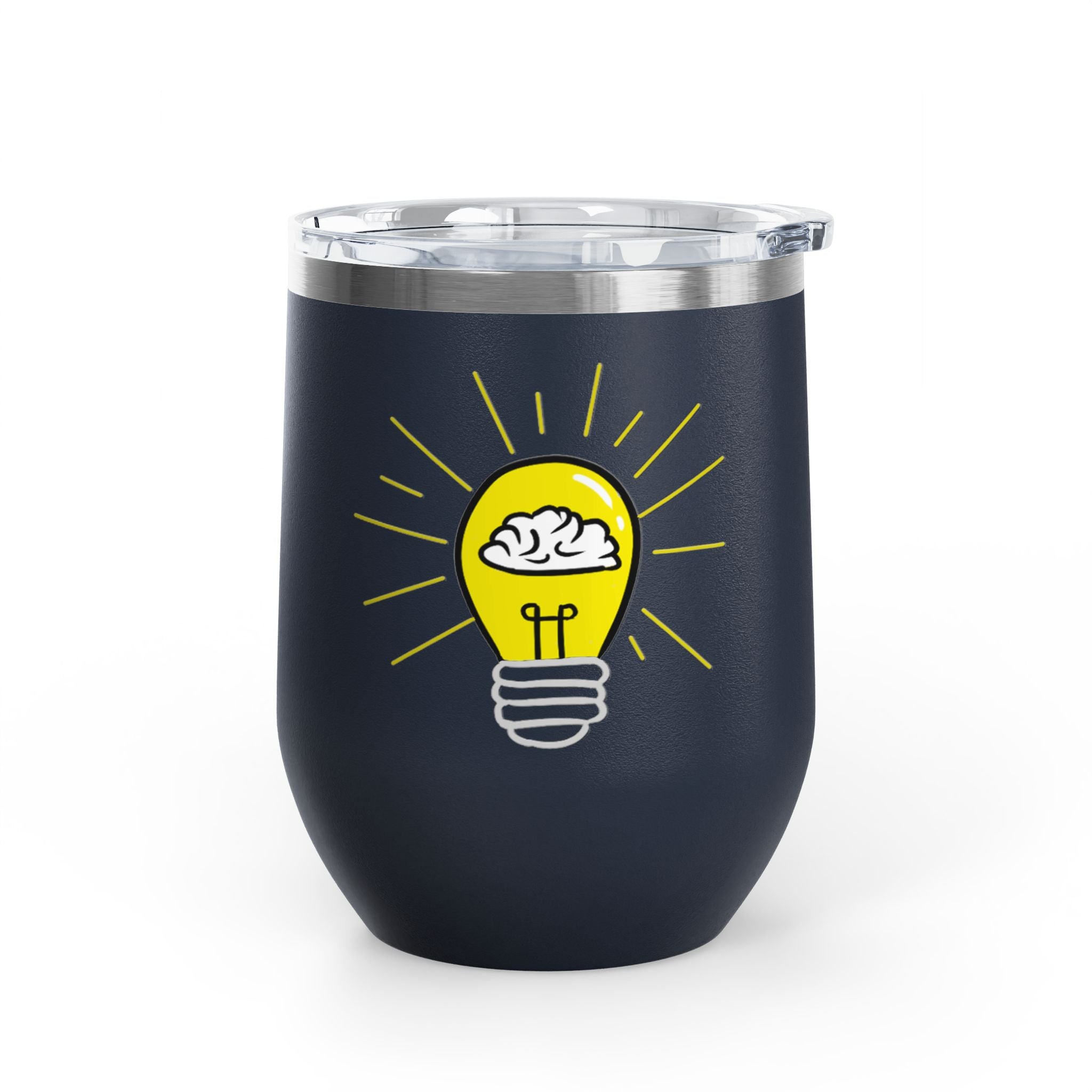 Rethink Everything Prospecting Design Wine Tumbler— Lightbulb Brain Design, Insulated Stainless Steel Wine Cup