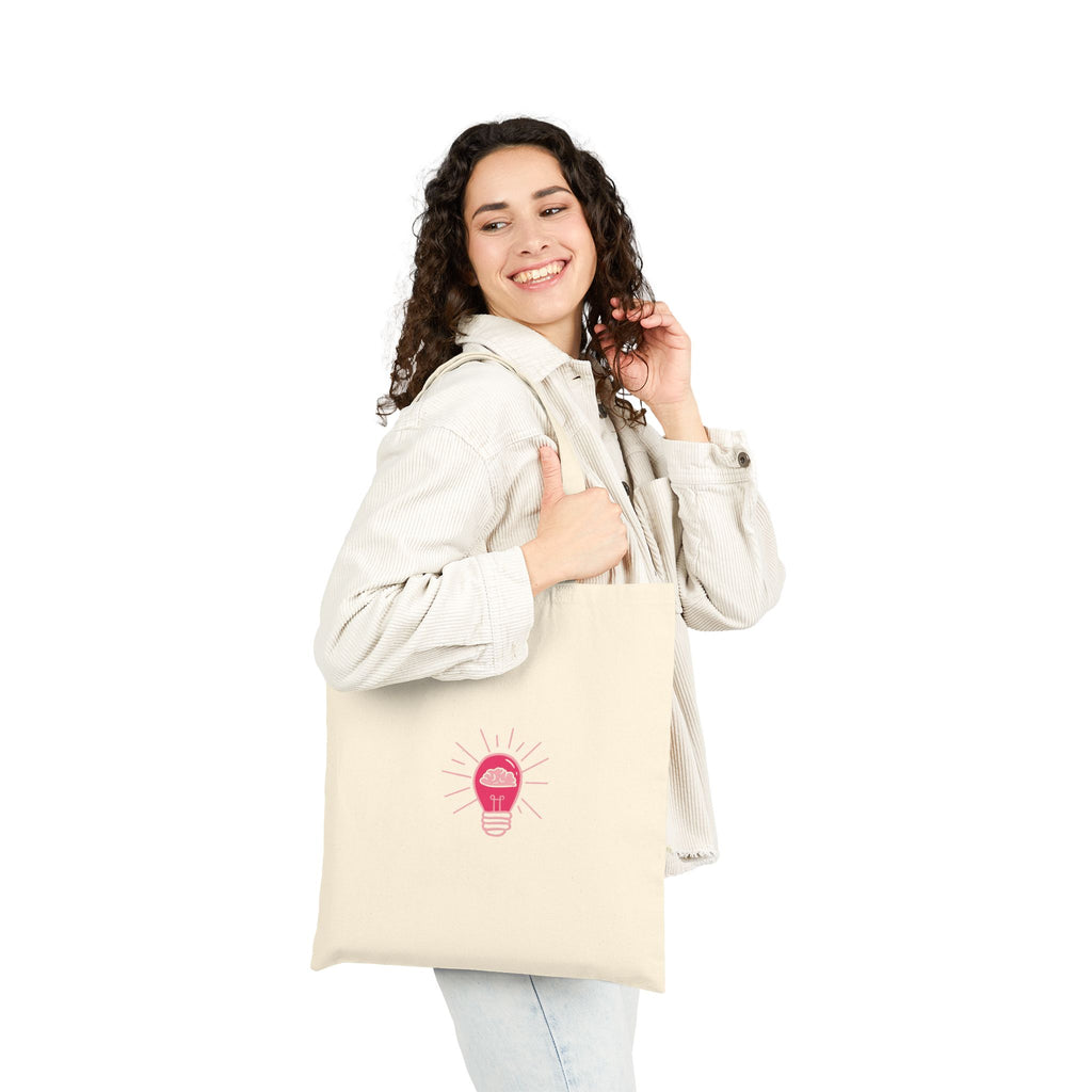 Tote Bag — Rethink Everything Networking Pink Lightbulb Idea Graphic Cotton Canvas Tote