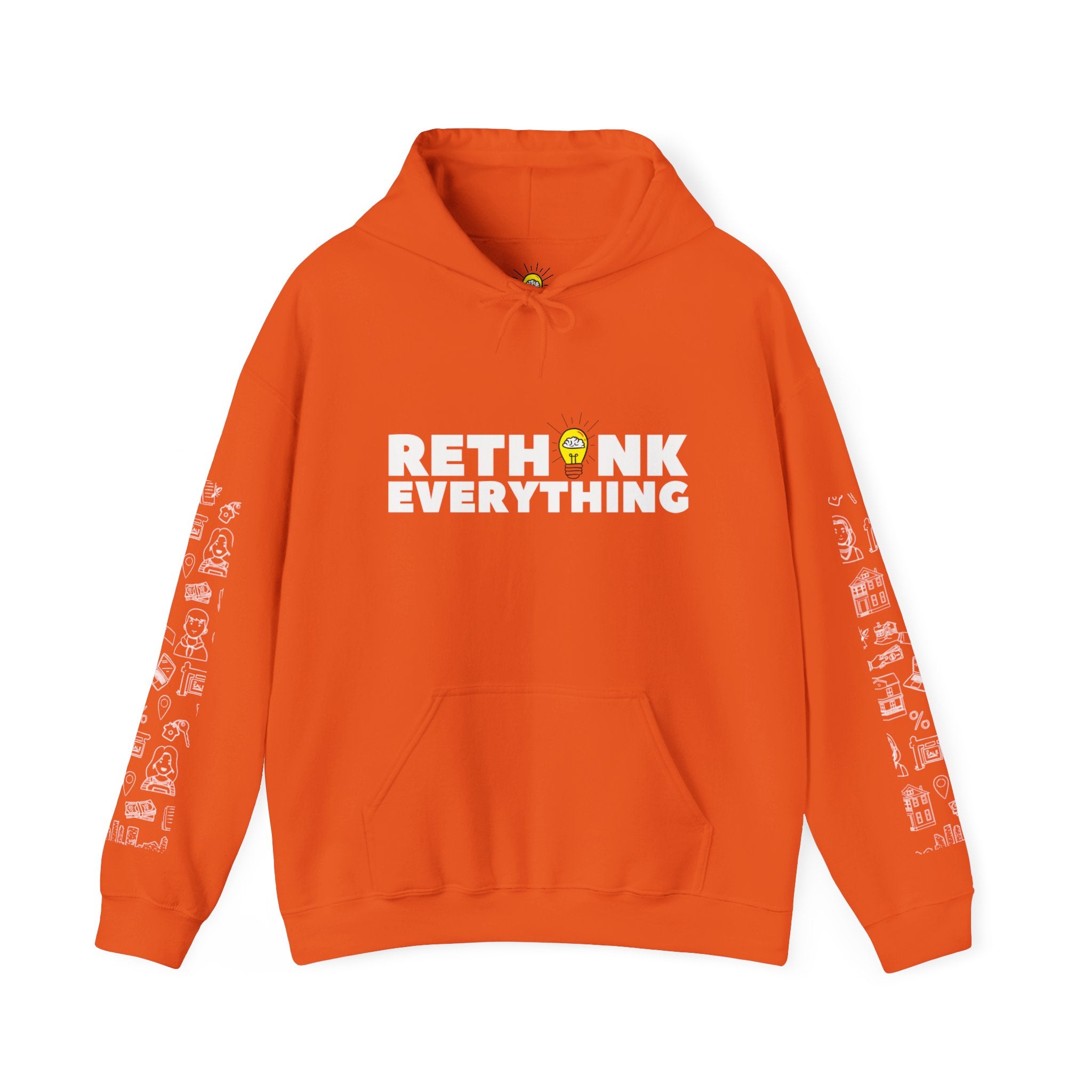 Rethink Everything Real Estate Hoodie, Unisex Cozy Sweatshirt, Gift for Thought Leaders, Inspirational Fashion, Casual Wear, Unique Graphic Pullover