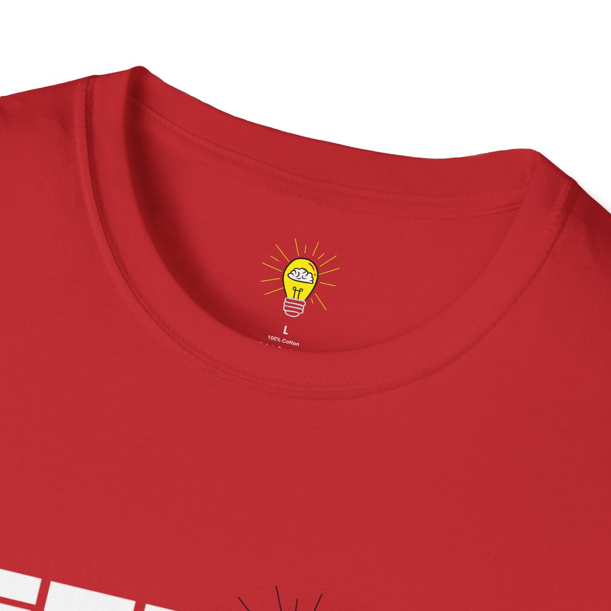 Rethink Everything T-Shirt — Bold White Text with Lightbulb Graphic