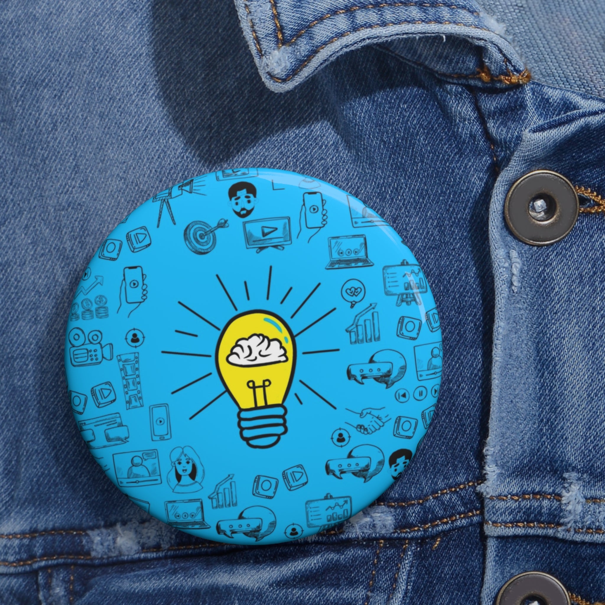 Rethink Everything Power of Video Classic Design Pin Button — Custom Round Badge for Teachers, Students & Creatives