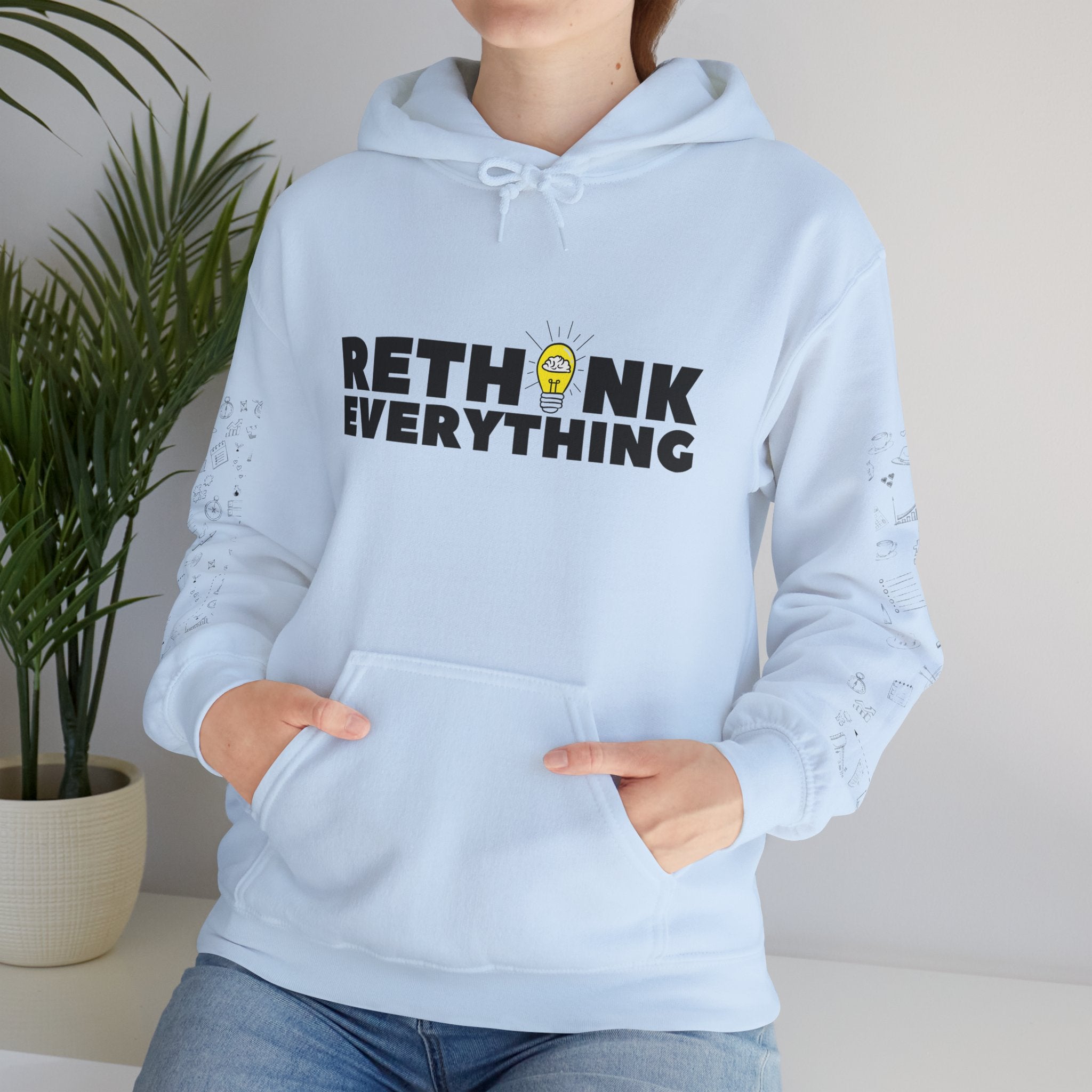 Rethink Everything Business Planning Hoodie, Unisex Cozy Sweatshirt, Gift for Thought Leaders, Inspirational Fashion, Casual Wear, Unique Graphic Pullover