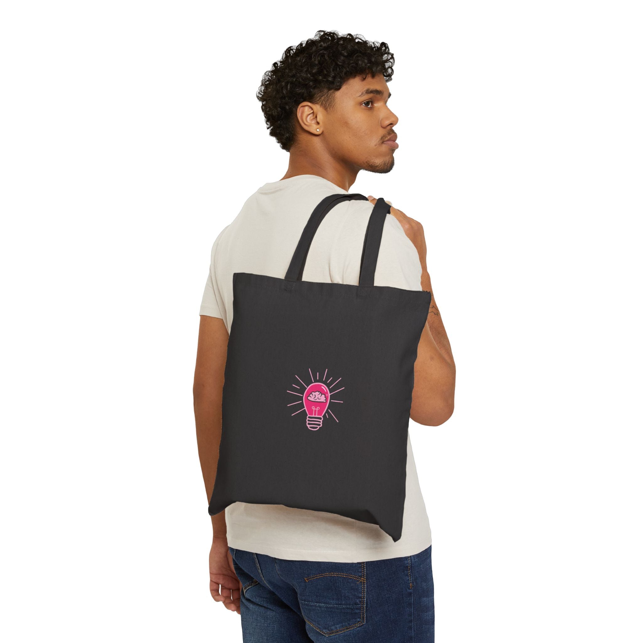 Tote Bag — Rethink Everything Networking Pink Lightbulb Idea Graphic Cotton Canvas Tote