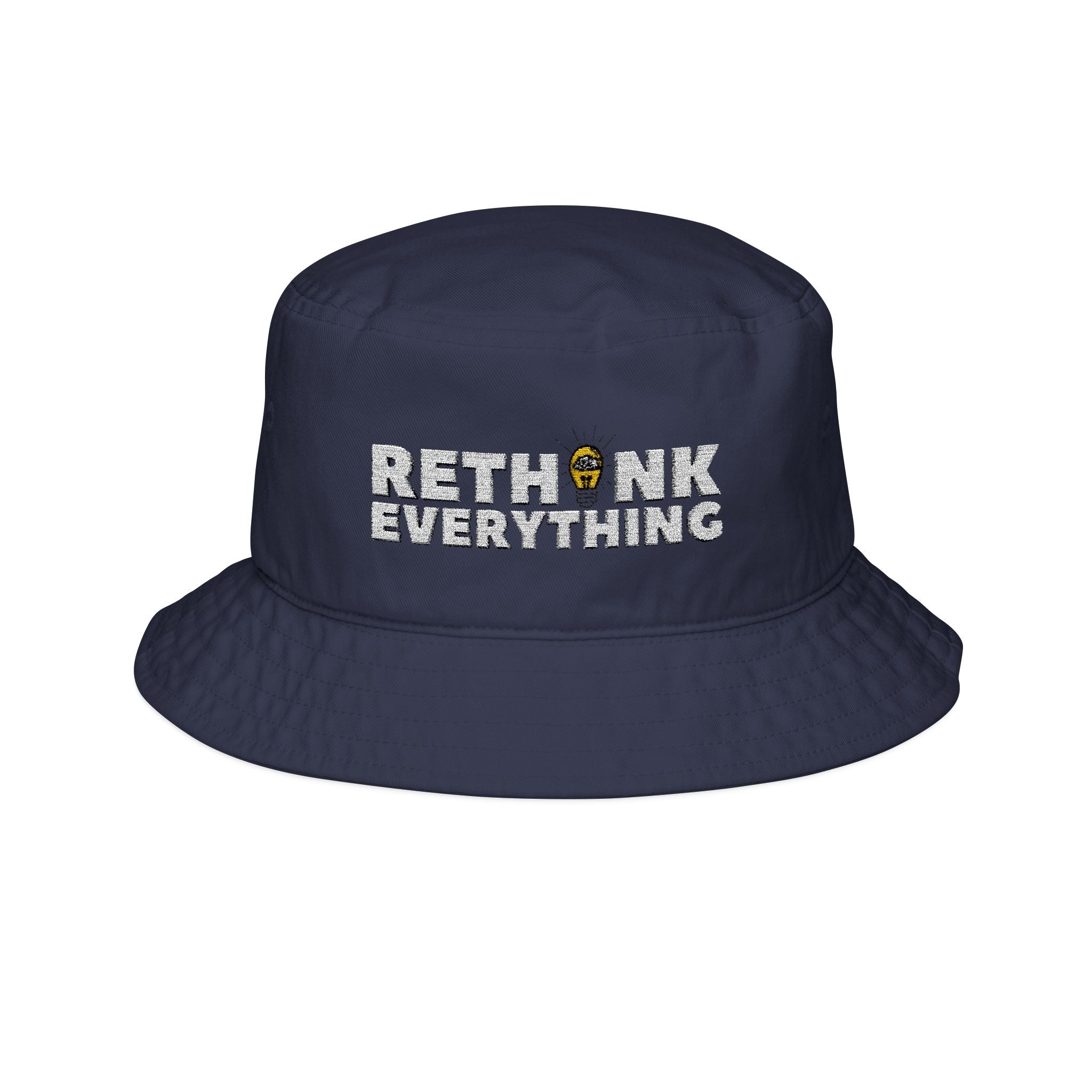 Rethink Everything Prospecting Black Embroidered Bucket Hat — Cotton Sun Hat
