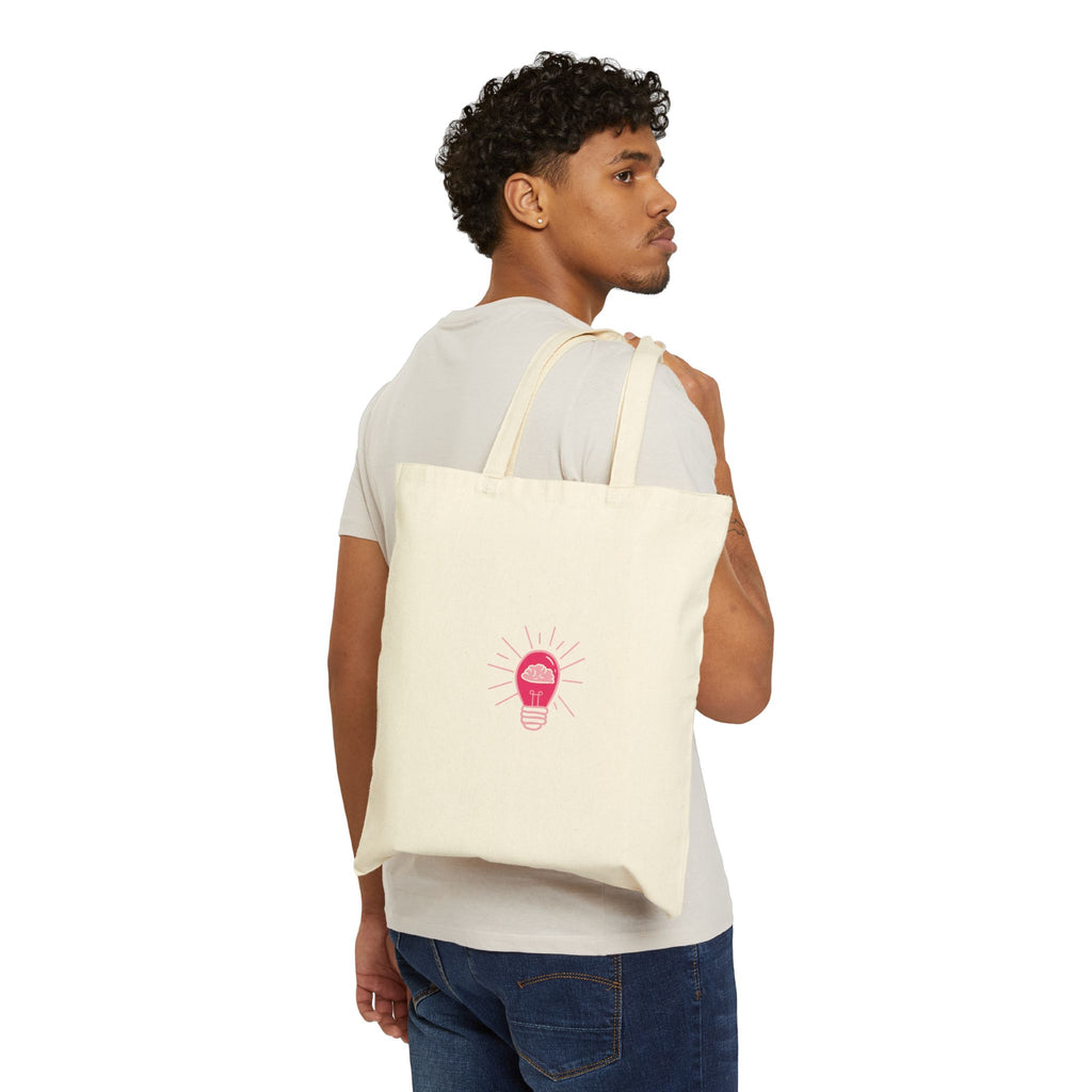 Tote Bag — Rethink Everything Networking Pink Lightbulb Idea Graphic Cotton Canvas Tote
