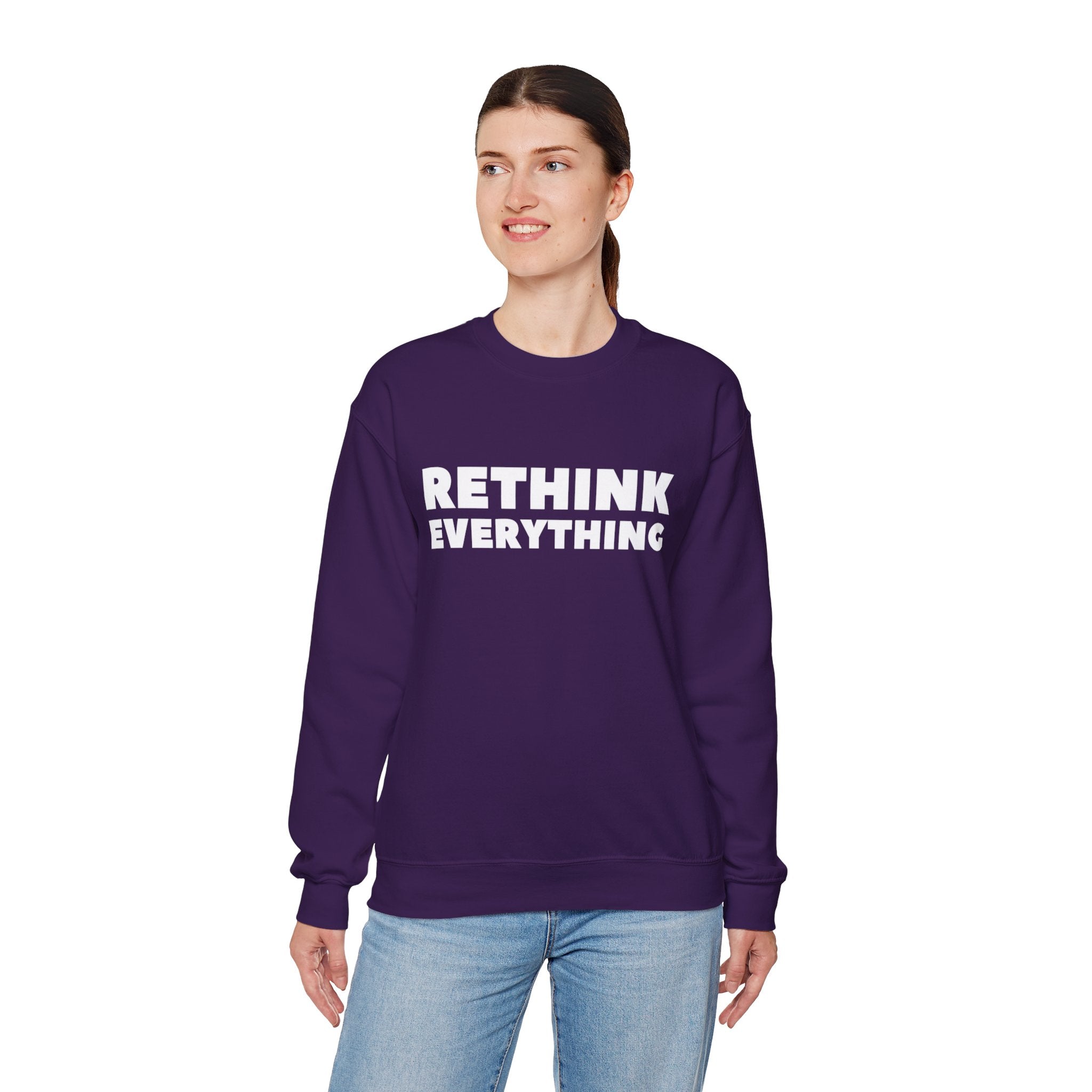 Rethink Everything Social Media Crewneck Sweatshirt – Unisex Inspirational Graphic Pullover