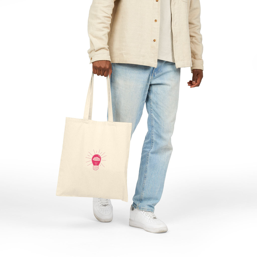 Tote Bag — Rethink Everything Networking Pink Lightbulb Idea Graphic Cotton Canvas Tote