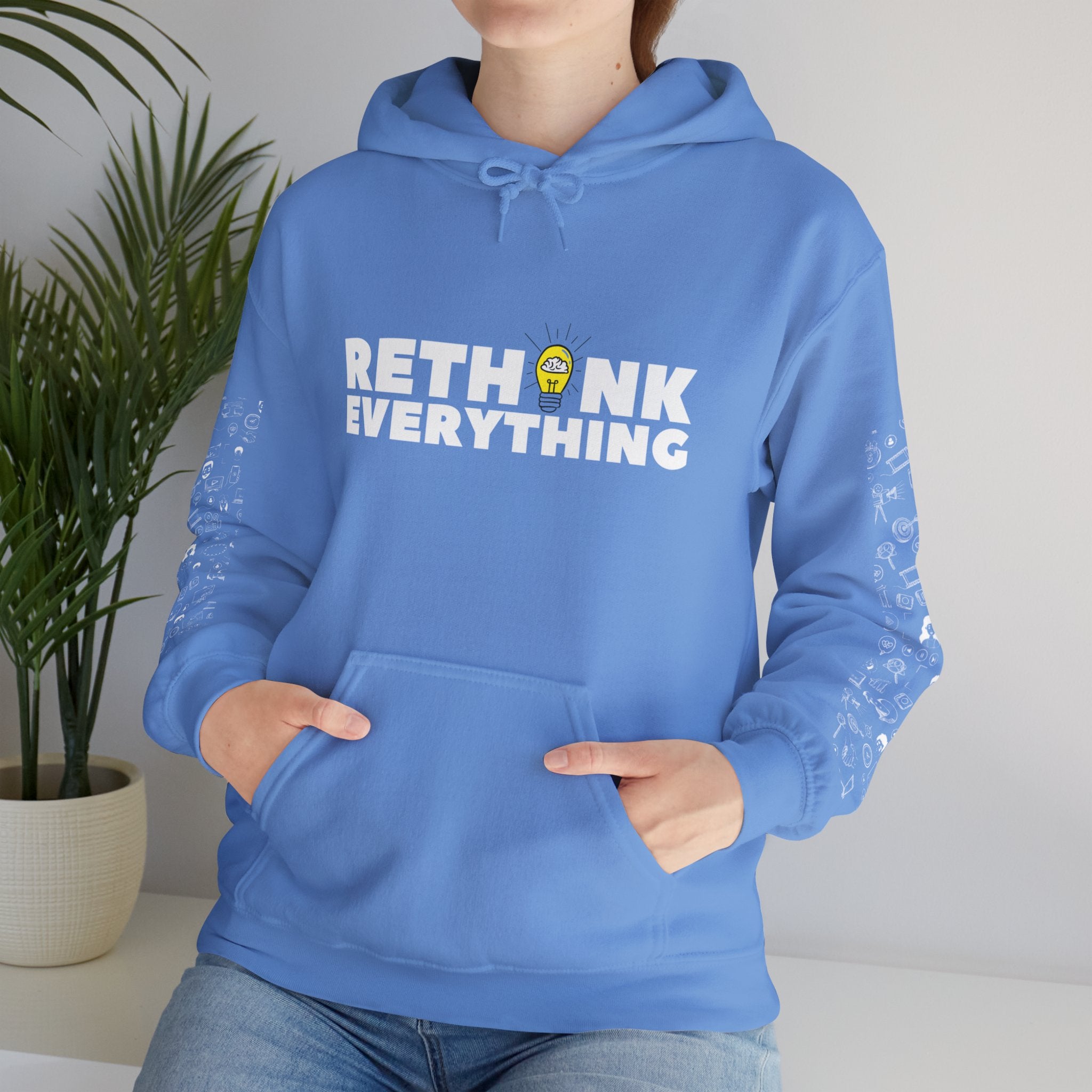Rethink Everything Power of Video Hoodie, Unisex Cozy Sweatshirt, Gift for Thought Leaders, Inspirational Fashion, Casual Wear, Unique Graphic Pullover