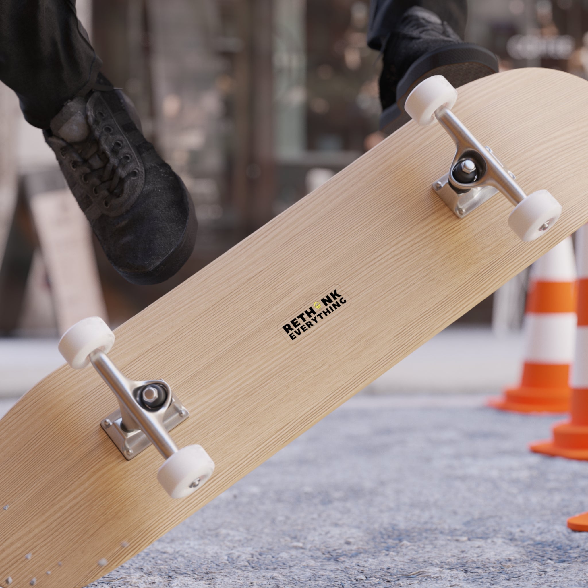 Rethink Everything Die-Cut Outdoor Sticker — Transparent Waterproof Sticker with Lightbulb Design