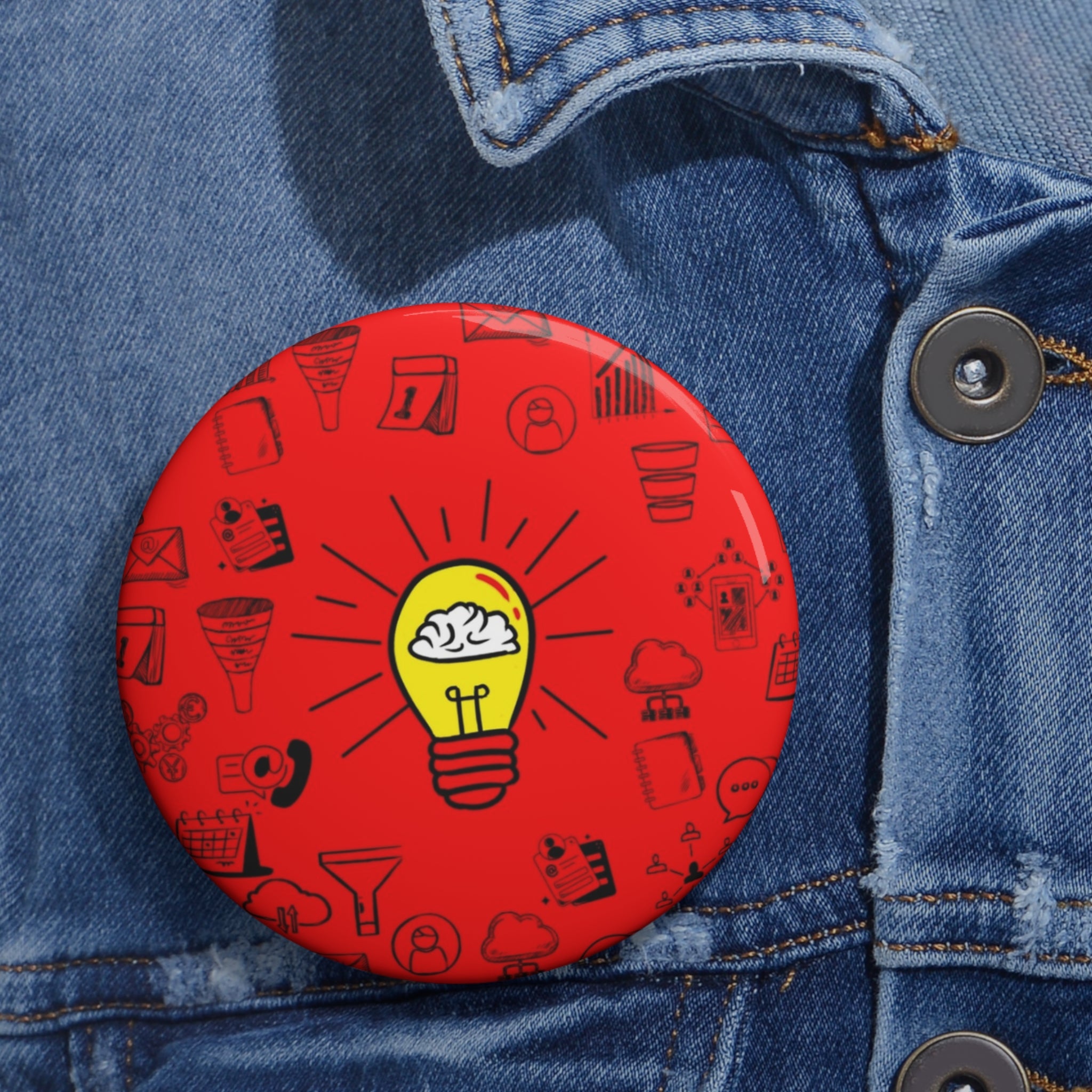Rethink Everything CRM Classic Design Pin Button — Custom Round Badge for Teachers, Students & Creatives
