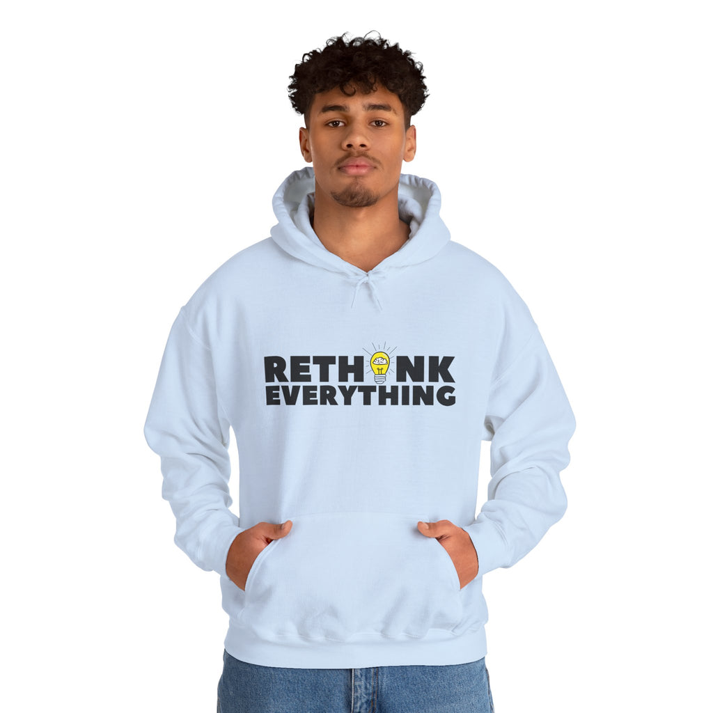 Rethink Everything Business Planning Hoodie, Unisex Cozy Sweatshirt, Gift for Thought Leaders, Inspirational Fashion, Casual Wear, Unique Graphic Pullover