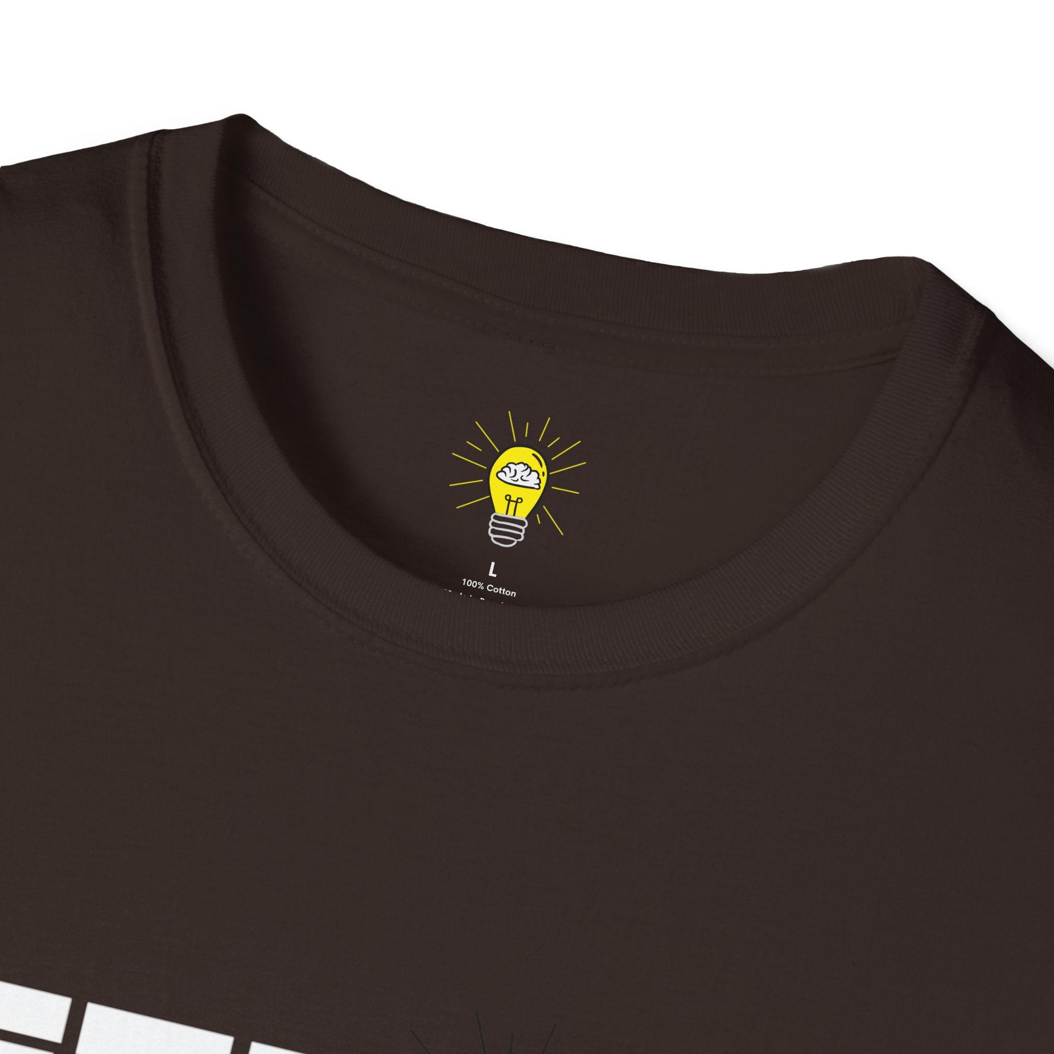 Rethink Everything T-Shirt — Bold White Text with Lightbulb Graphic
