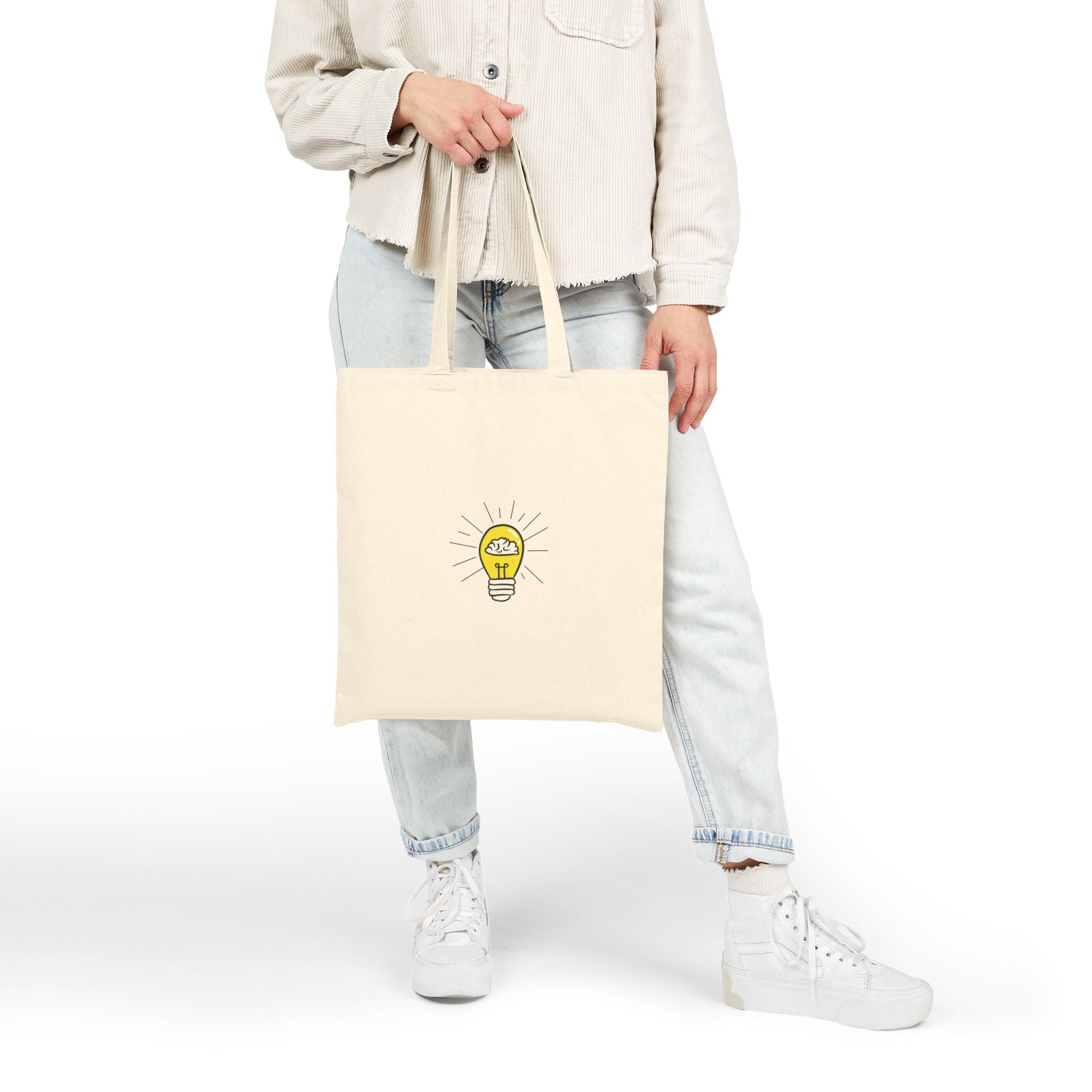 Tote Bag — Rethink Everything Yellow Lightbulb Idea Graphic Cotton Canvas Tote