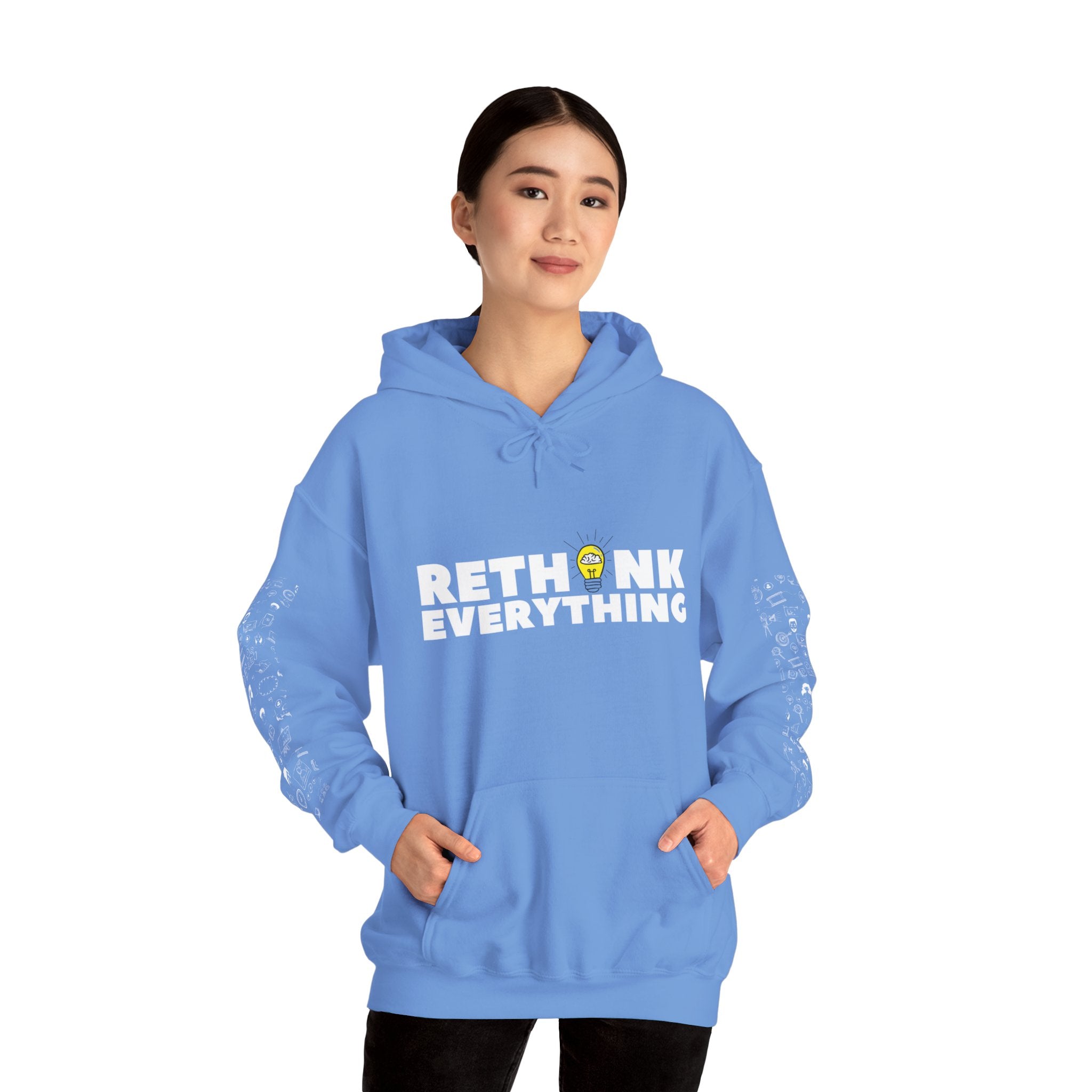 Rethink Everything Power of Video Hoodie, Unisex Cozy Sweatshirt, Gift for Thought Leaders, Inspirational Fashion, Casual Wear, Unique Graphic Pullover