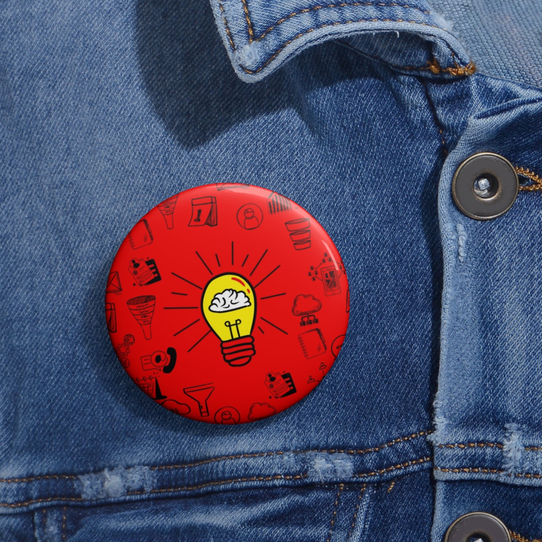 Rethink Everything CRM Classic Design Pin Button — Custom Round Badge for Teachers, Students & Creatives