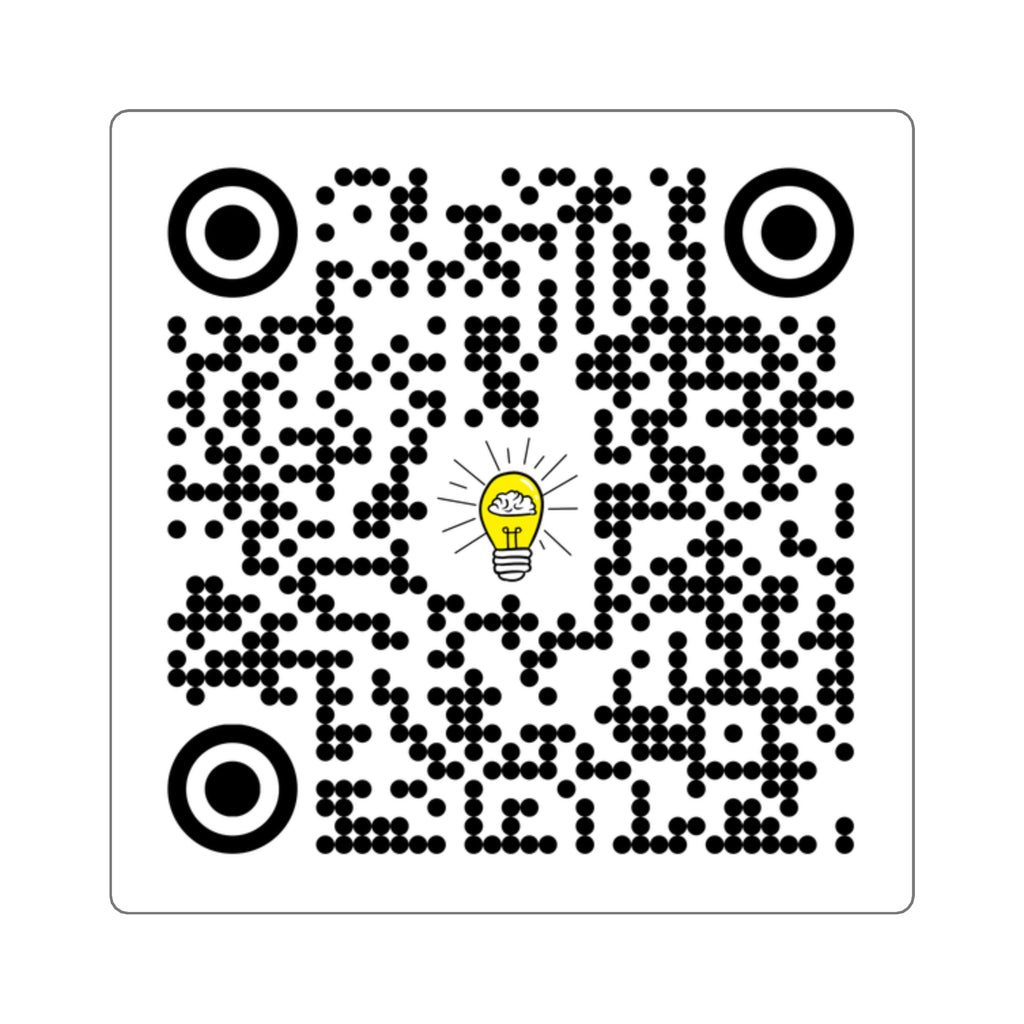 Rethink Everything Insurance Agencies QR Code Sticker with Lightbulb Logo — Custom Scannable Laptop Decal